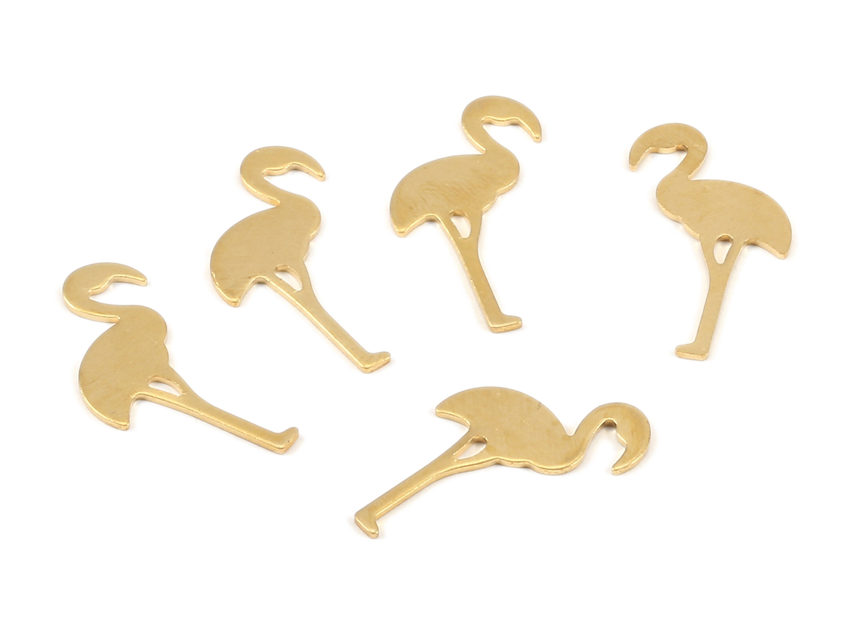 Brass Flamingo Charms - Raw Brass Flamingo Earrings and Pendant - Earring Findings - Jewelry Supplies - 25.83x12.08x0.76mm - PP2298 - DOMEDBAZAAR