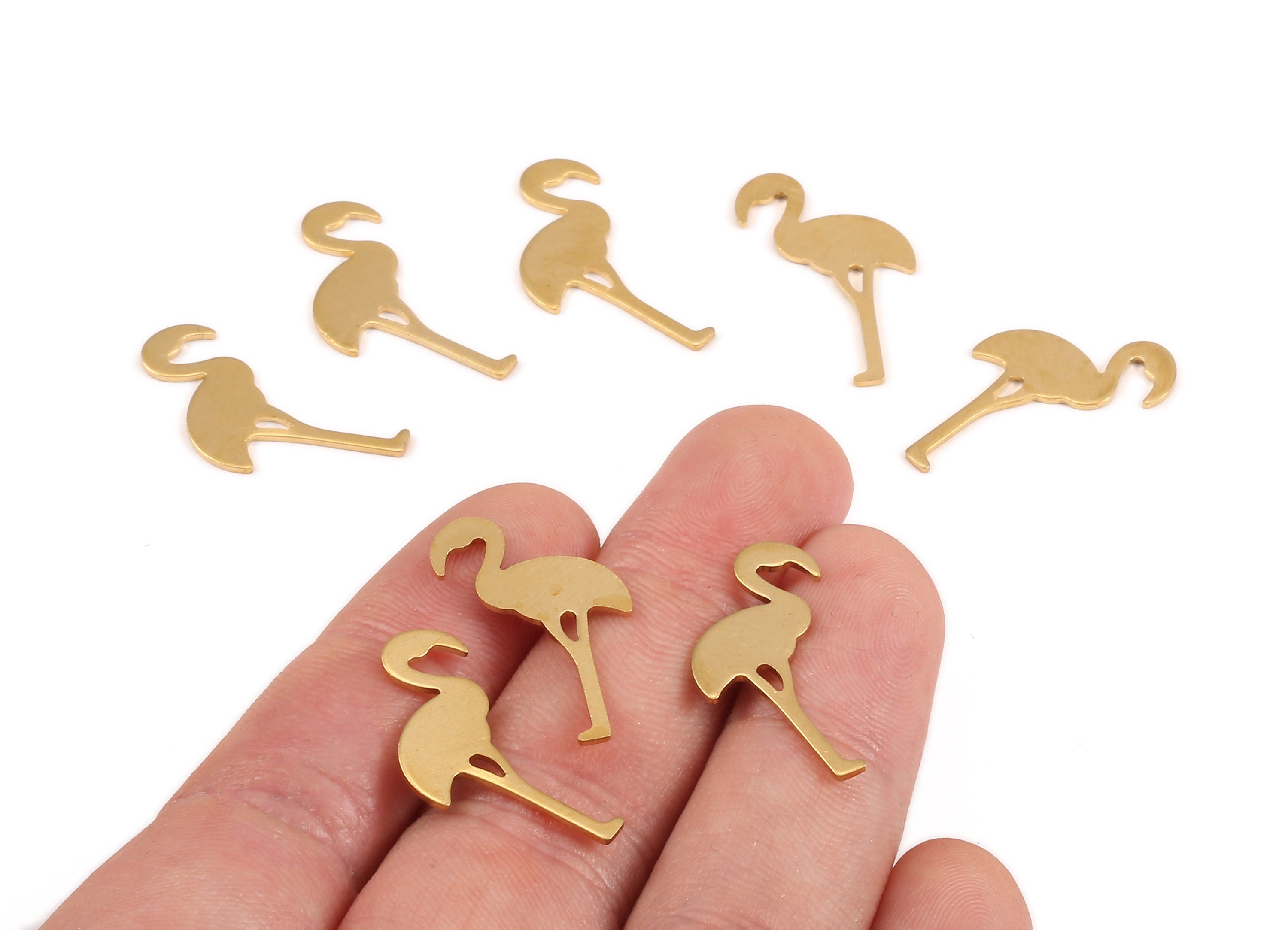 Brass Flamingo Charms - Raw Brass Flamingo Earrings and Pendant - Earring Findings - Jewelry Supplies - 25.83x12.08x0.76mm - PP2298 - DOMEDBAZAAR