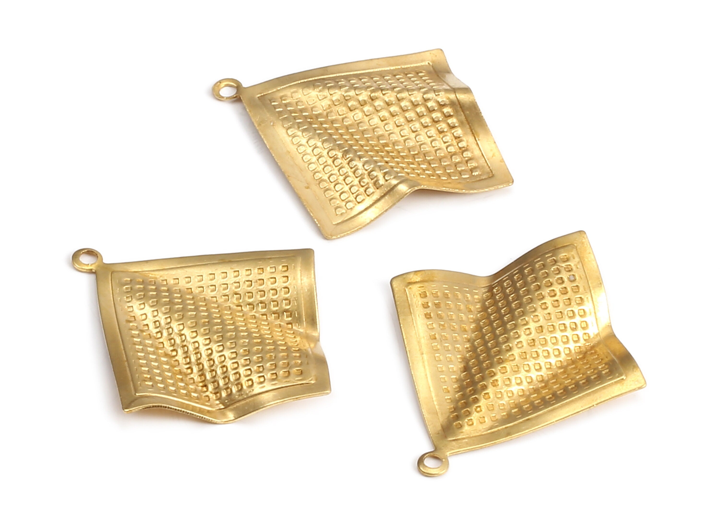 Brass Fan Charms - Raw Brass Square Earrings and Pendant - Earring Findings - Jewelry Supplies - 31.9x27.33x0.55mm - PP2290 - DOMEDBAZAAR