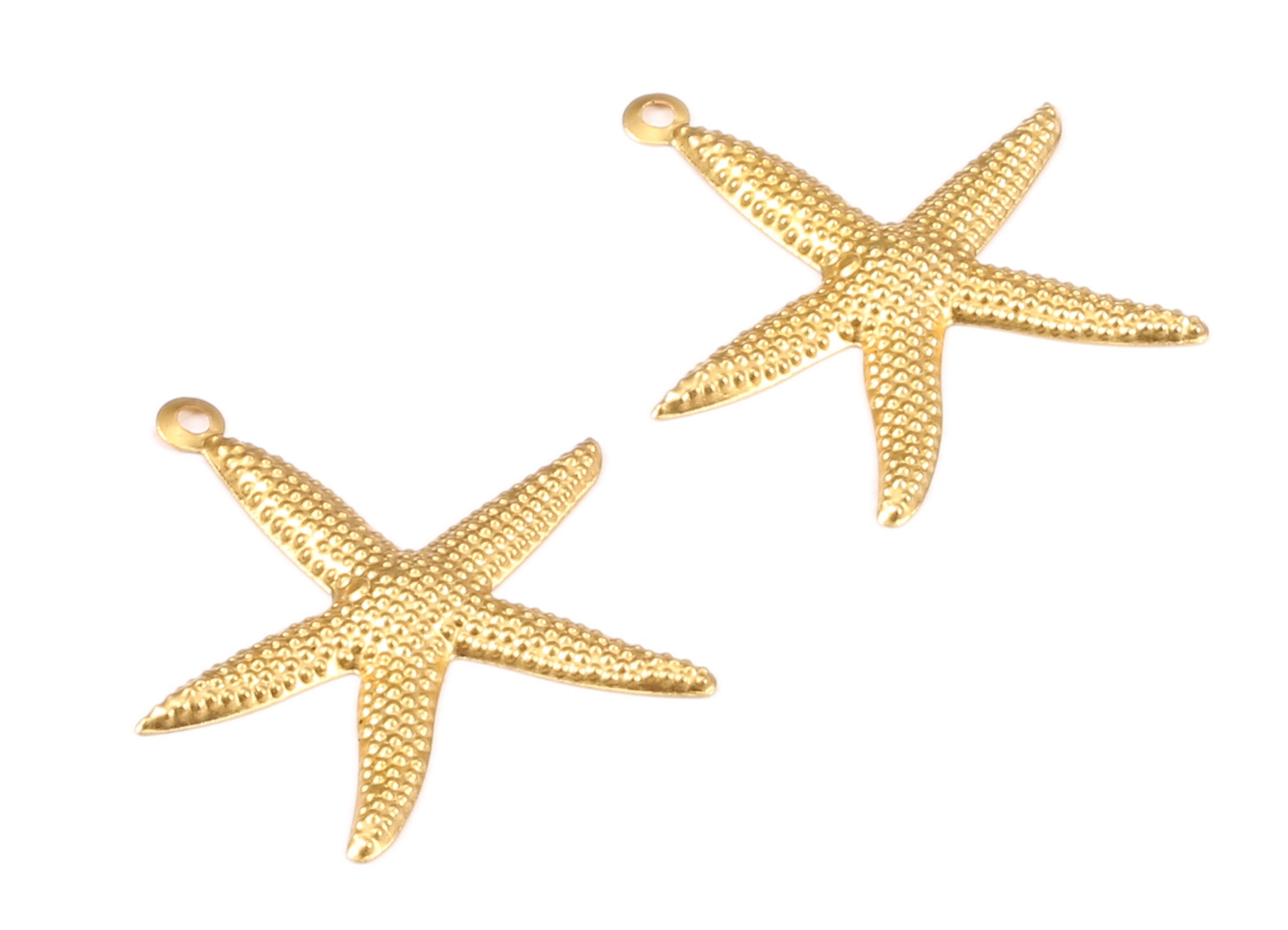 Brass Starfish Charms - Raw Brass Starfish Earrings and Pendant - Earring Findings - Jewelry Supplies - 30.31x28.77x1.09mm - PP2236 - DOMEDBAZAAR