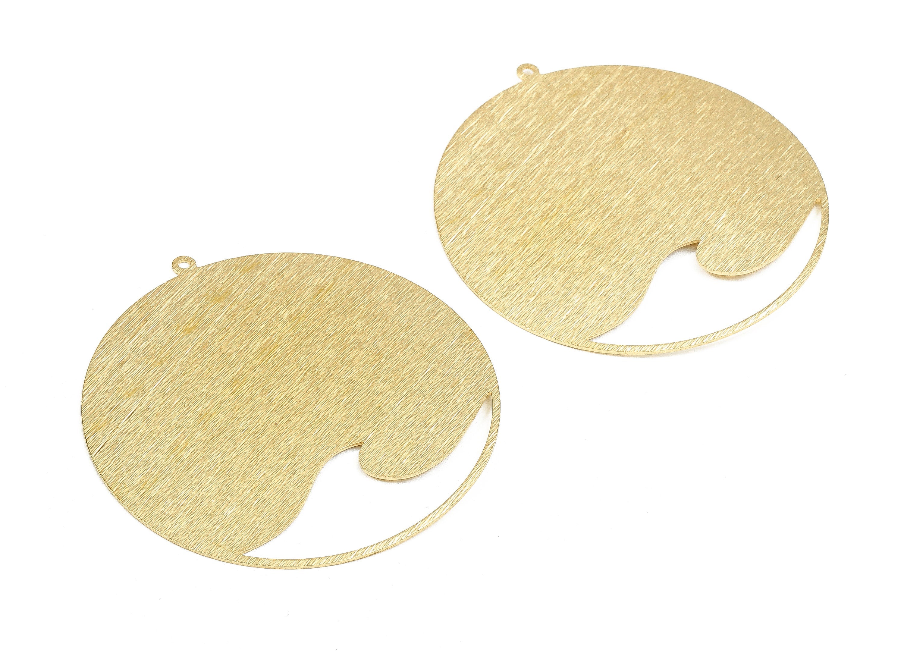 Brass Round Wave Charms - Round Textured Raw Brass Earrings & Pendant - Earring Findings - Jewelry Supplies - 53.35x50.8x0.61mm - PP2513 - DOMEDBAZAAR
