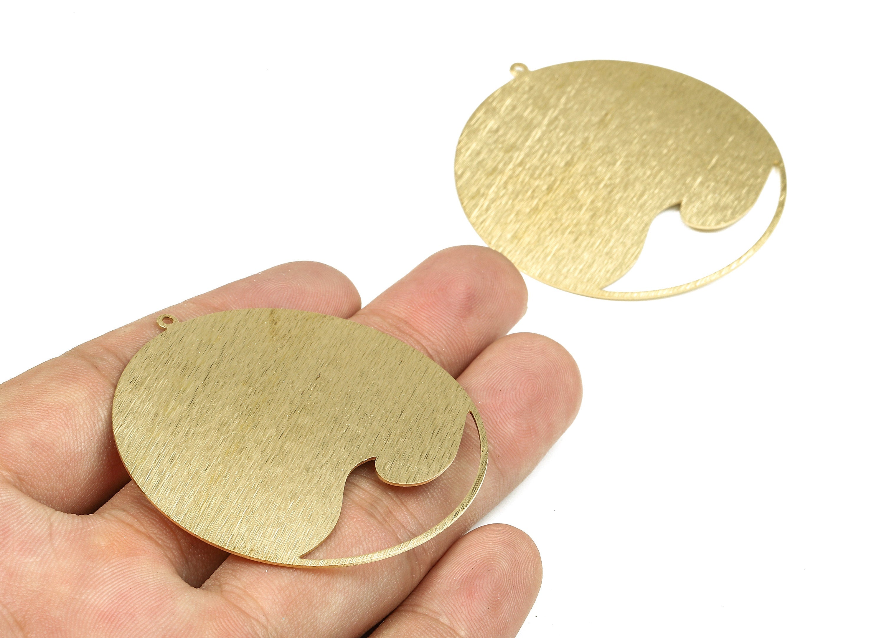 Brass Round Wave Charms - Round Textured Raw Brass Earrings & Pendant - Earring Findings - Jewelry Supplies - 53.35x50.8x0.61mm - PP2513 - DOMEDBAZAAR