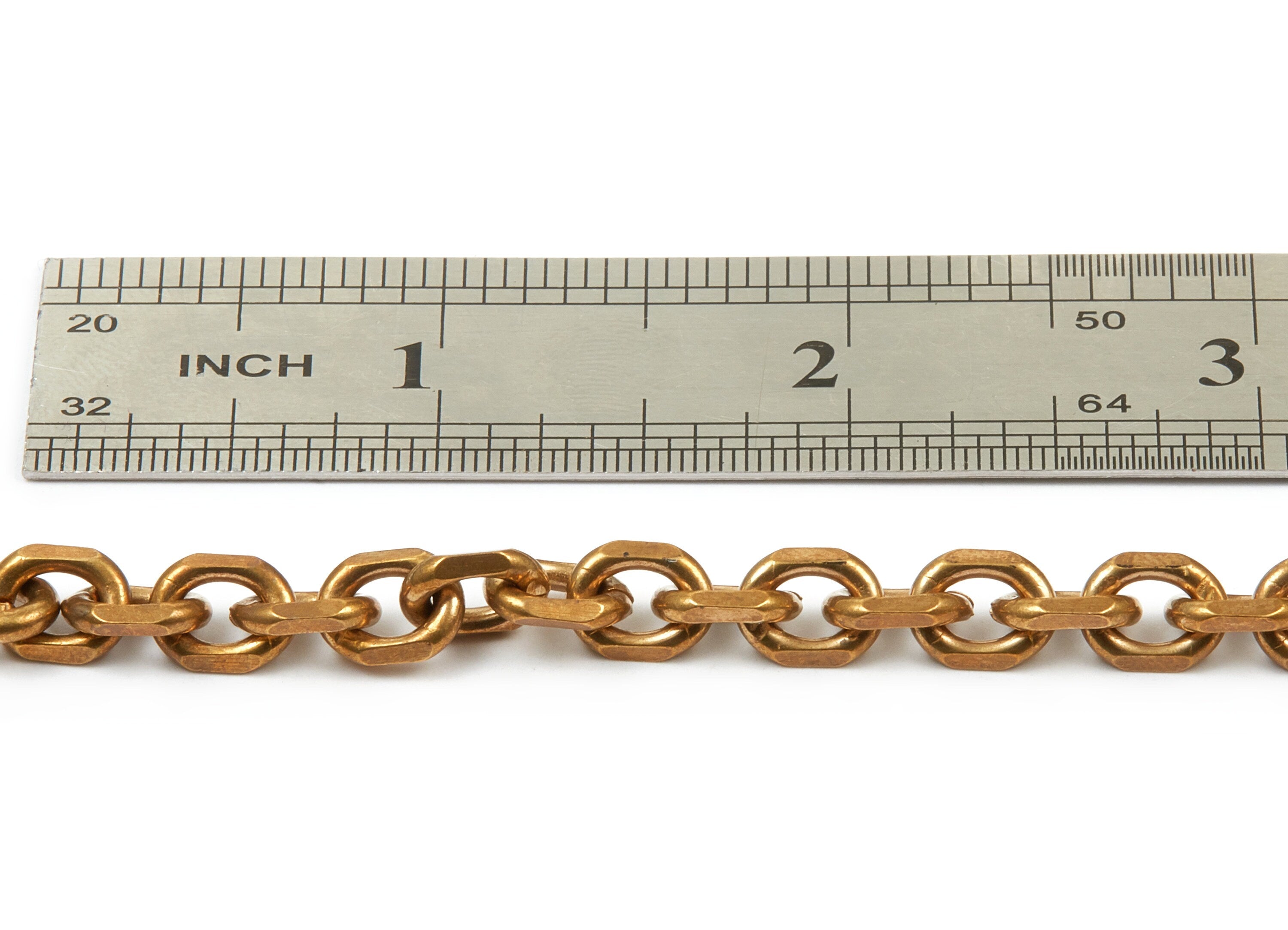 Flat Cable Chain - Raw Brass - open link - Faceted Cable Chain - 0.36&quot; x 0.28&quot; x 0.07&quot; - for Necklace Bracelet Jewellery Making - CC1126 - DOMEDBAZAAR