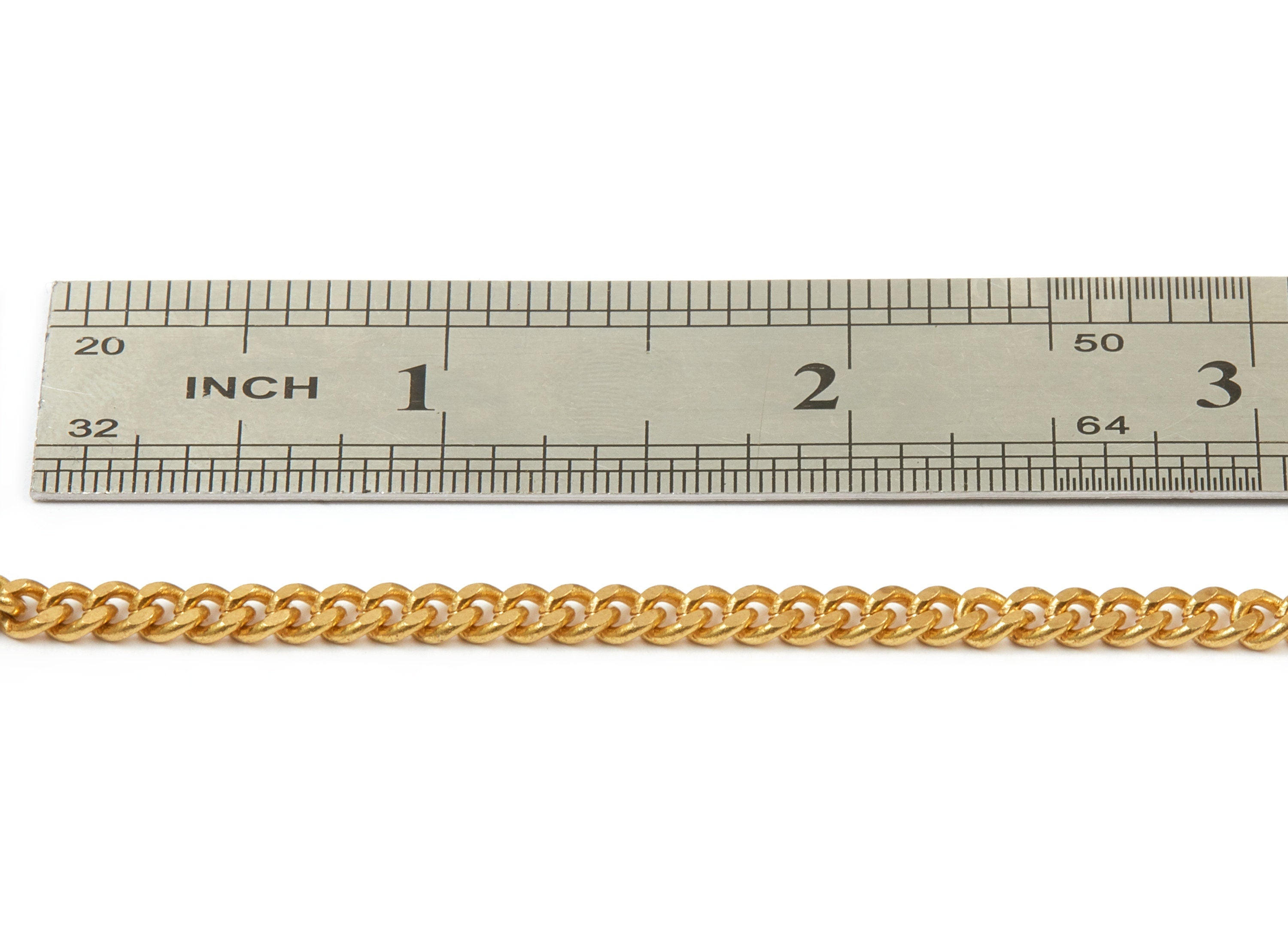 Faceted Curb Chain - Raw Brass Curb  Chain -  Open Link Chain - 0.18&quot; x 0.14&quot; x 0.05&quot; -  CC1128 - DOMEDBAZAAR