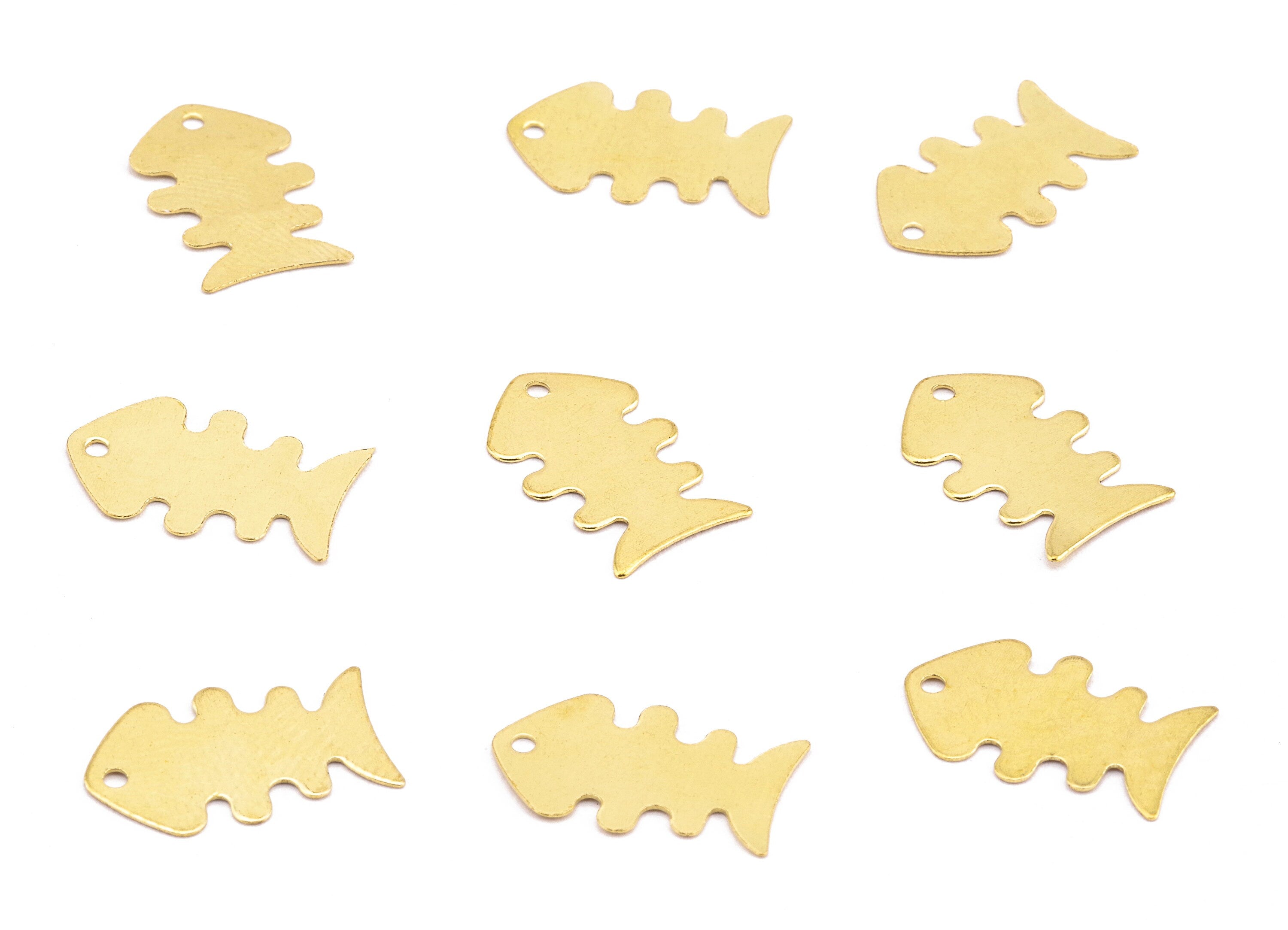 Brass Fish Charms - Raw Brass Fish Earrings and Pendant - Earring Findings - Jewelry Supplies - 16.08x10.04x0.34mm - PP2238 - DOMEDBAZAAR