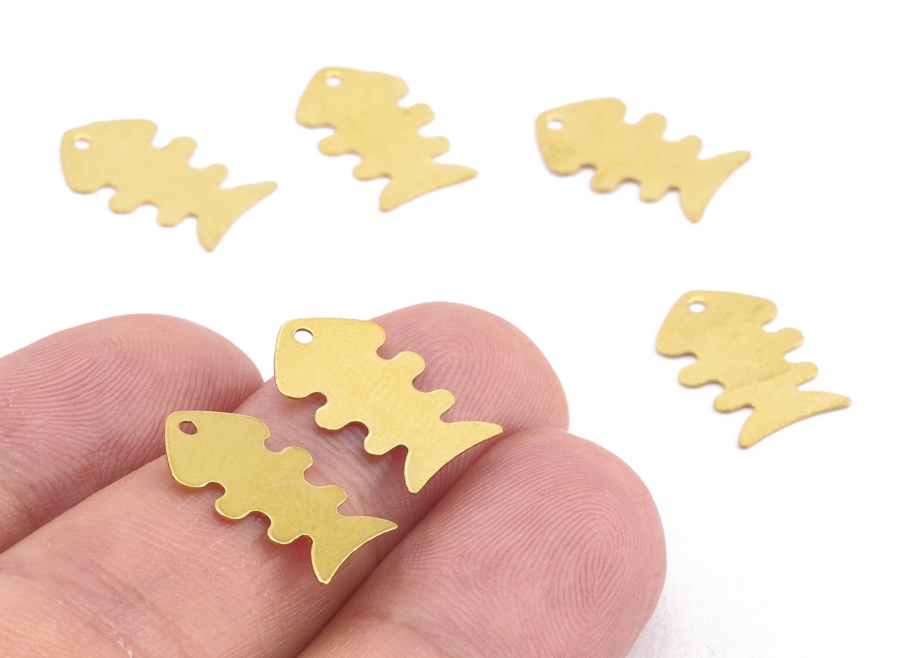 Brass Fish Charms - Raw Brass Fish Earrings and Pendant - Earring Findings - Jewelry Supplies - 16.08x10.04x0.34mm - PP2238 - DOMEDBAZAAR