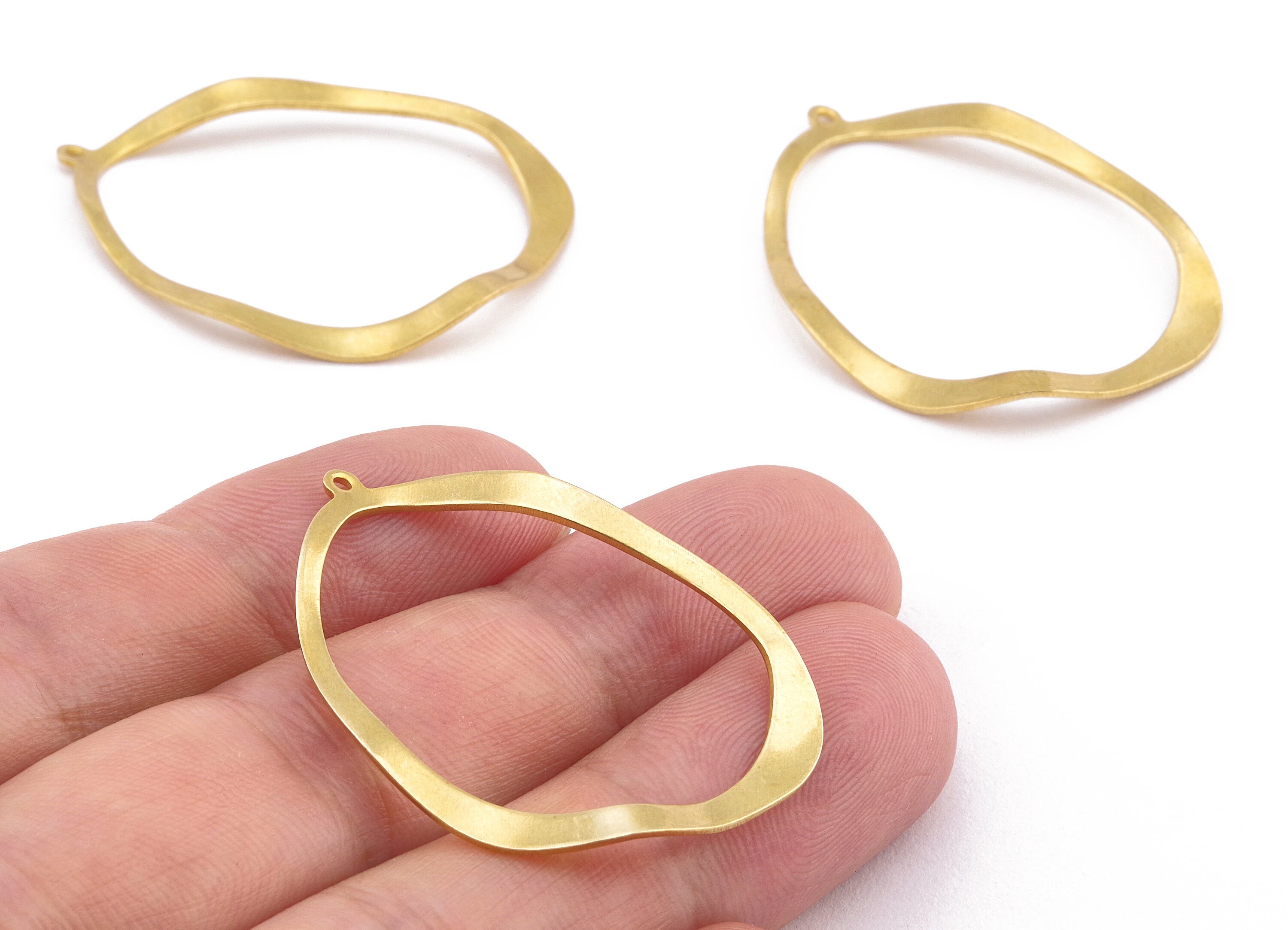 Brass Drop Charms - Raw Brass Wave Drop Earrings and Pendant - Earring Findings - Jewelry Supplies - 38.38x27.75x0.86mm - PP2200 - DOMEDBAZAAR