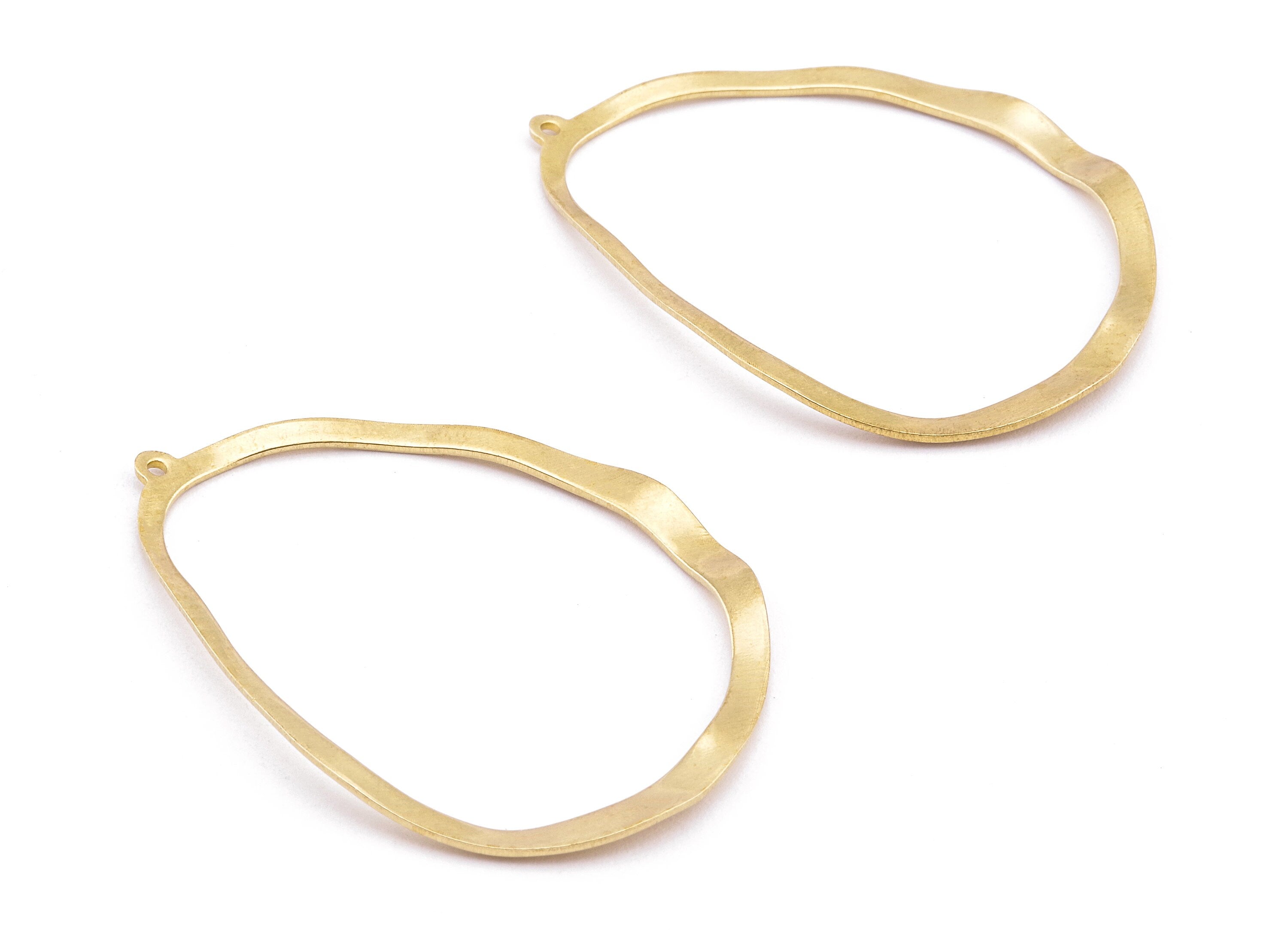 Brass Drop Charms - Raw Brass Wave Drop Earrings and Pendant - Earring Findings - Jewelry Supplies - 47.98x35.02x0.78mm - PP2201 - DOMEDBAZAAR