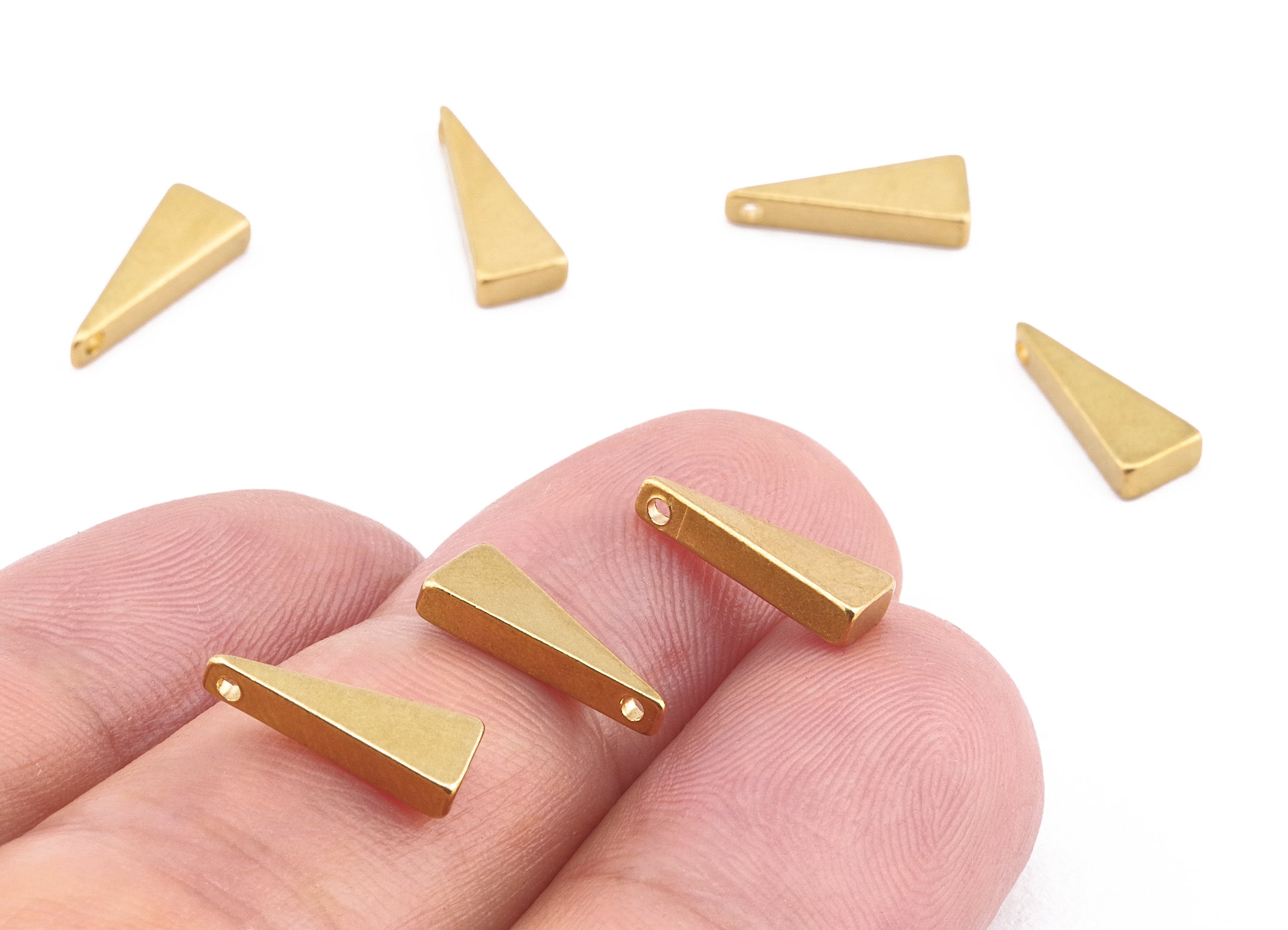 Brass Triangle Charms - Raw Brass Triangle Earrings and Pendant - Earring Findings - Jewelry Supplies - 12.42x4.93x2.26mm - PP2214 - DOMEDBAZAAR