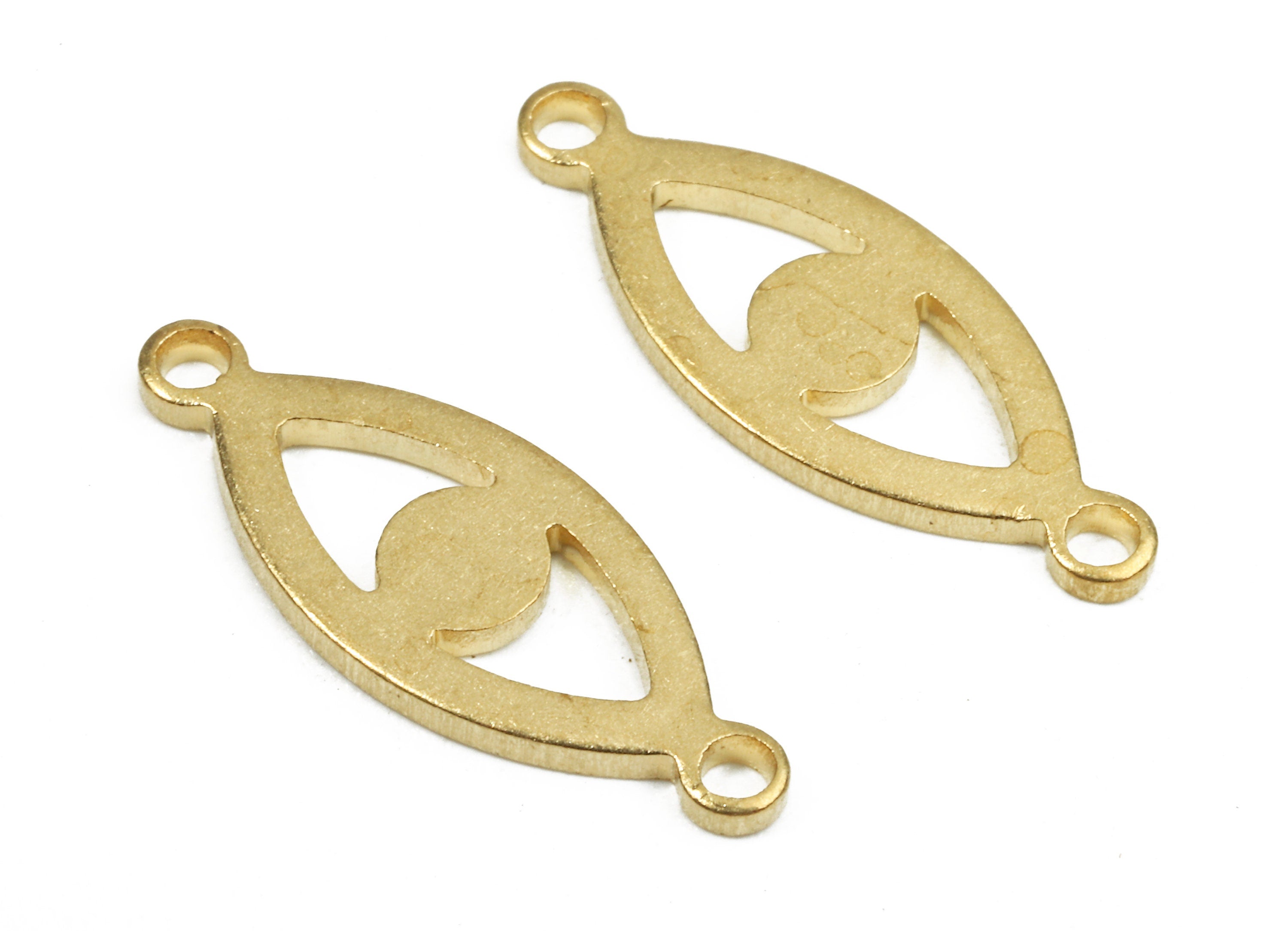 Brass Eye Connectors - Raw Brass Eye Bracelet and Pendant - Necklace Connectors - Jewellery Supplies - 18.1x7.25x1.17mm - PP2695 - DOMEDBAZAAR