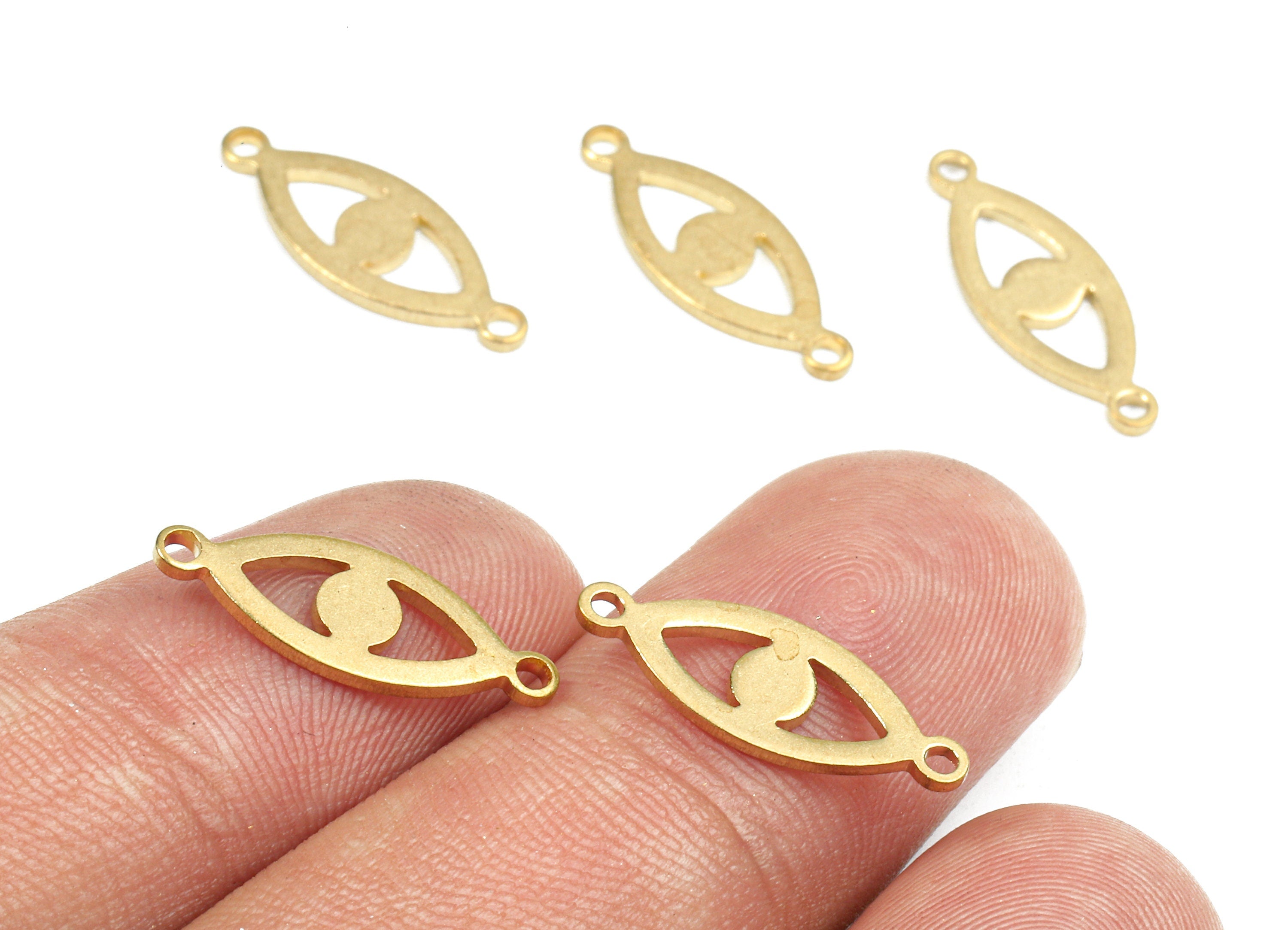 Brass Eye Connectors - Raw Brass Eye Bracelet and Pendant - Necklace Connectors - Jewellery Supplies - 18.1x7.25x1.17mm - PP2695 - DOMEDBAZAAR
