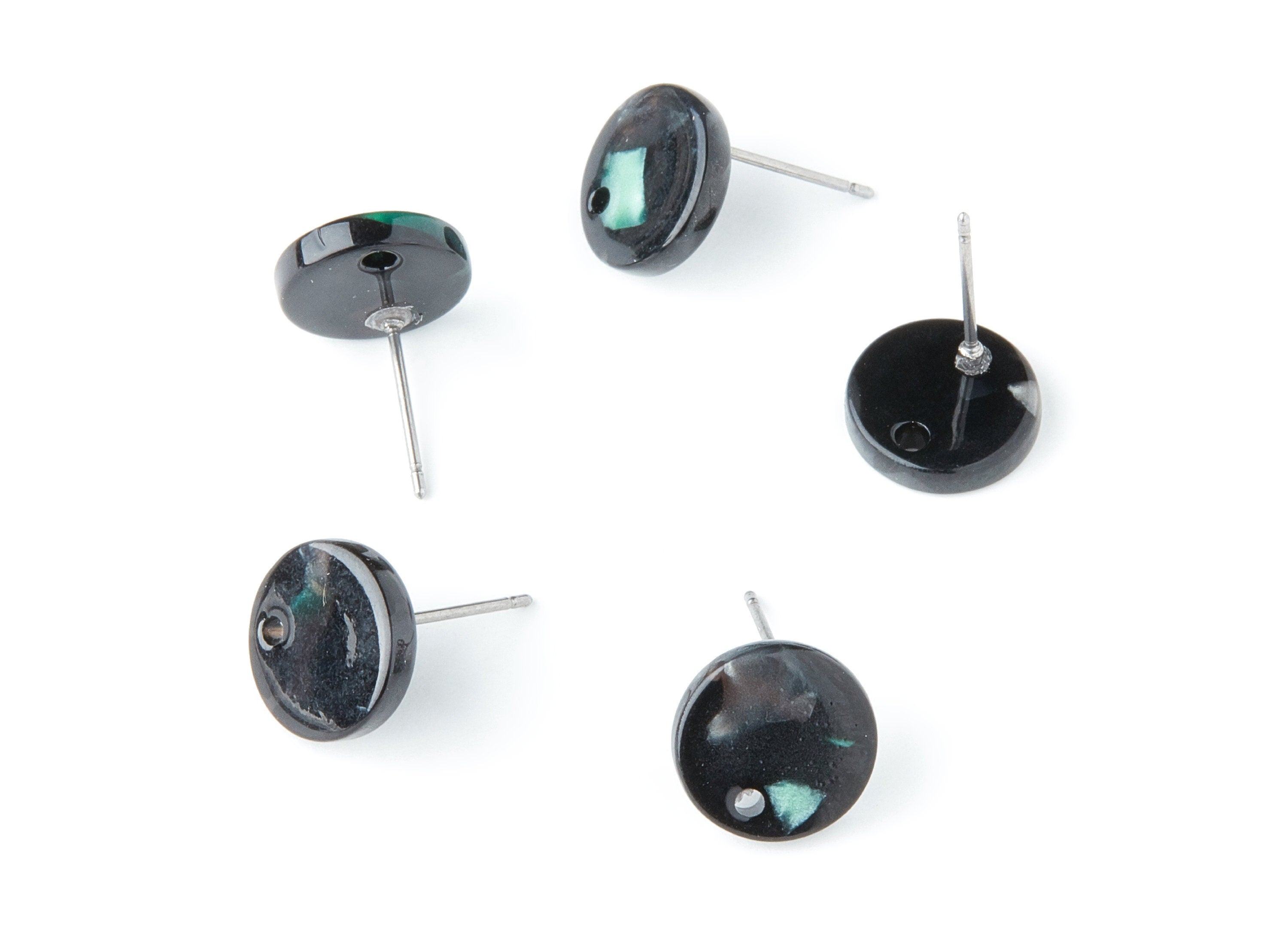 Acetate Round Earring Stud - Round Earring Post and Stud - Earring Findings - Color Code: A49 - 11.6x11.6x2.95mm - AC1139R - DOMEDBAZAAR