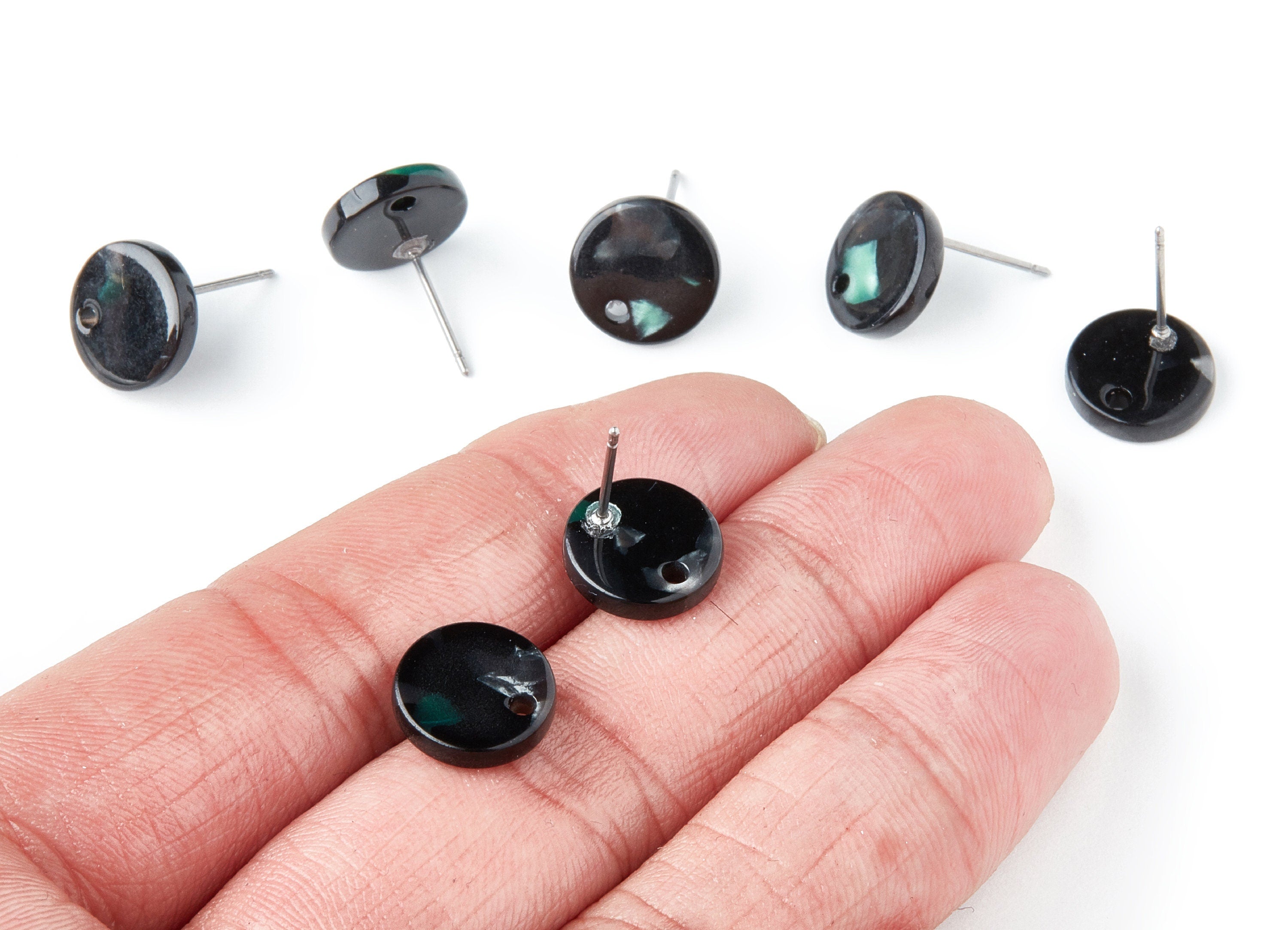 Acetate Round Earring Stud - Round Earring Post and Stud - Earring Findings - Color Code: A49 - 11.6x11.6x2.95mm - AC1139R - DOMEDBAZAAR