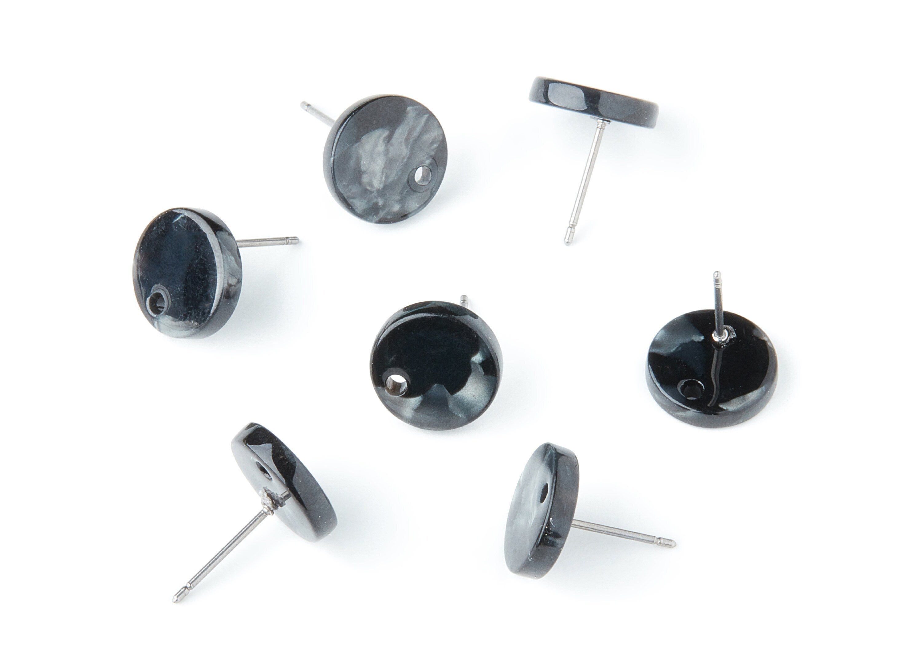 Acetate Round Earring Stud - Round Earring Post and Stud - Earring Findings - Color Code: A48 - 11.6x11.6x2.95mm - AC1139W - DOMEDBAZAAR