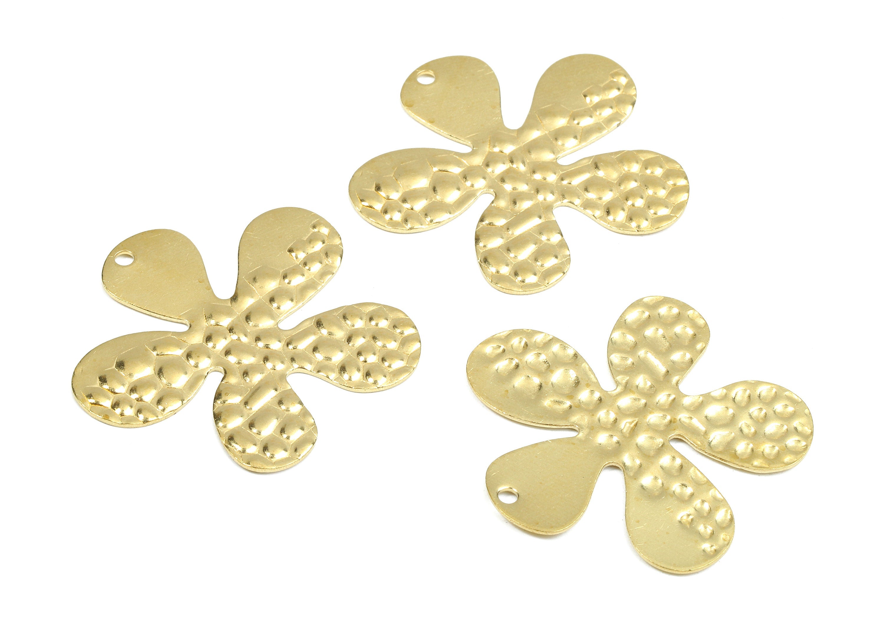 Brass Flower Charms - Raw Brass Flower Earrings and Pendant - Brass Flower Necklace - Jewelry Supplies - 31.27x30.65x0.87mm - PP2530 - DOMEDBAZAAR