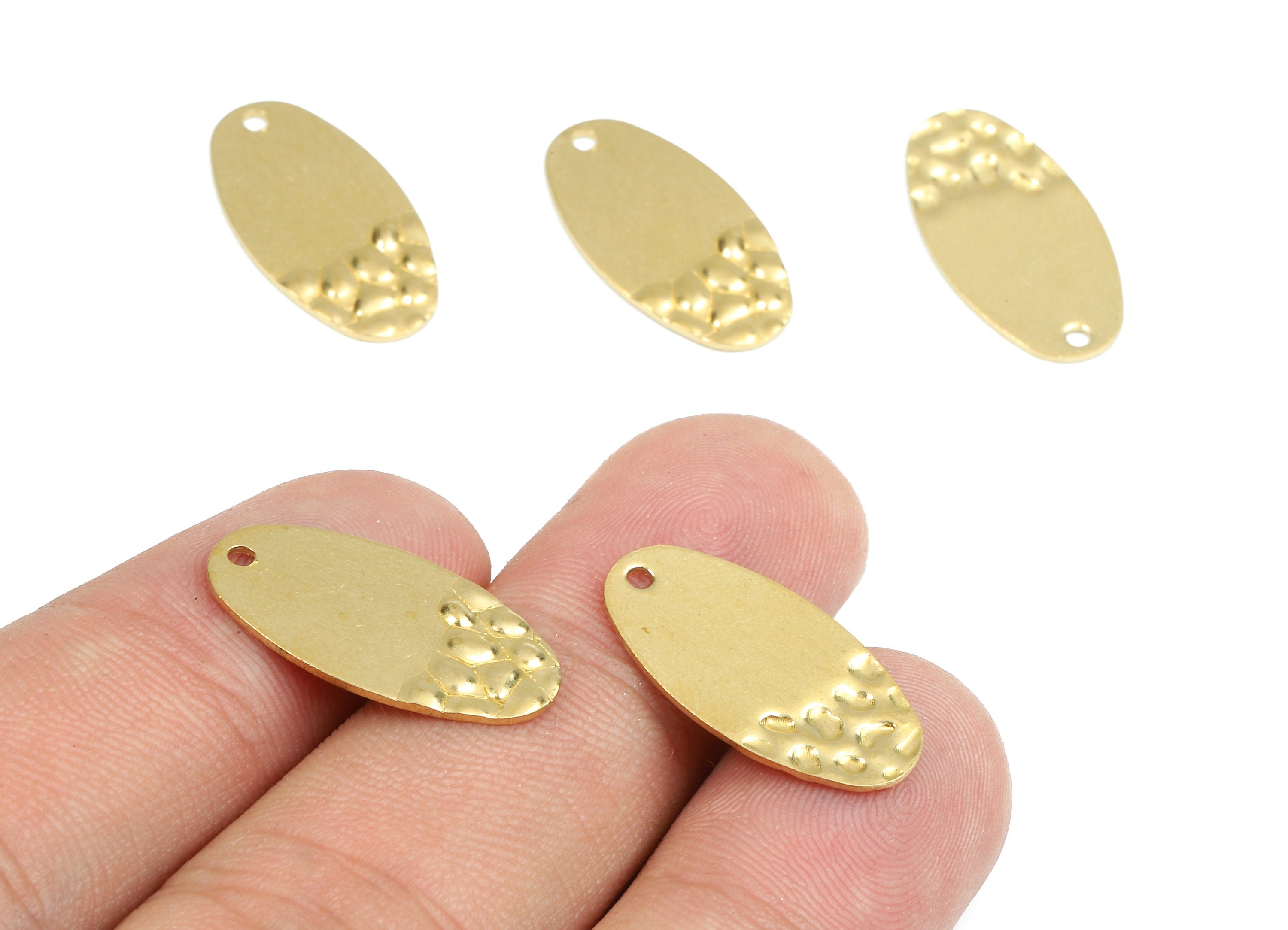 Personalized stamping blank - Brass Oval Charms - Raw Brass Oval Wavy Earrings and Pendant - Brass Oval Necklace  - 21x11.52x1.12mm - PP2441 - DOMEDBAZAAR
