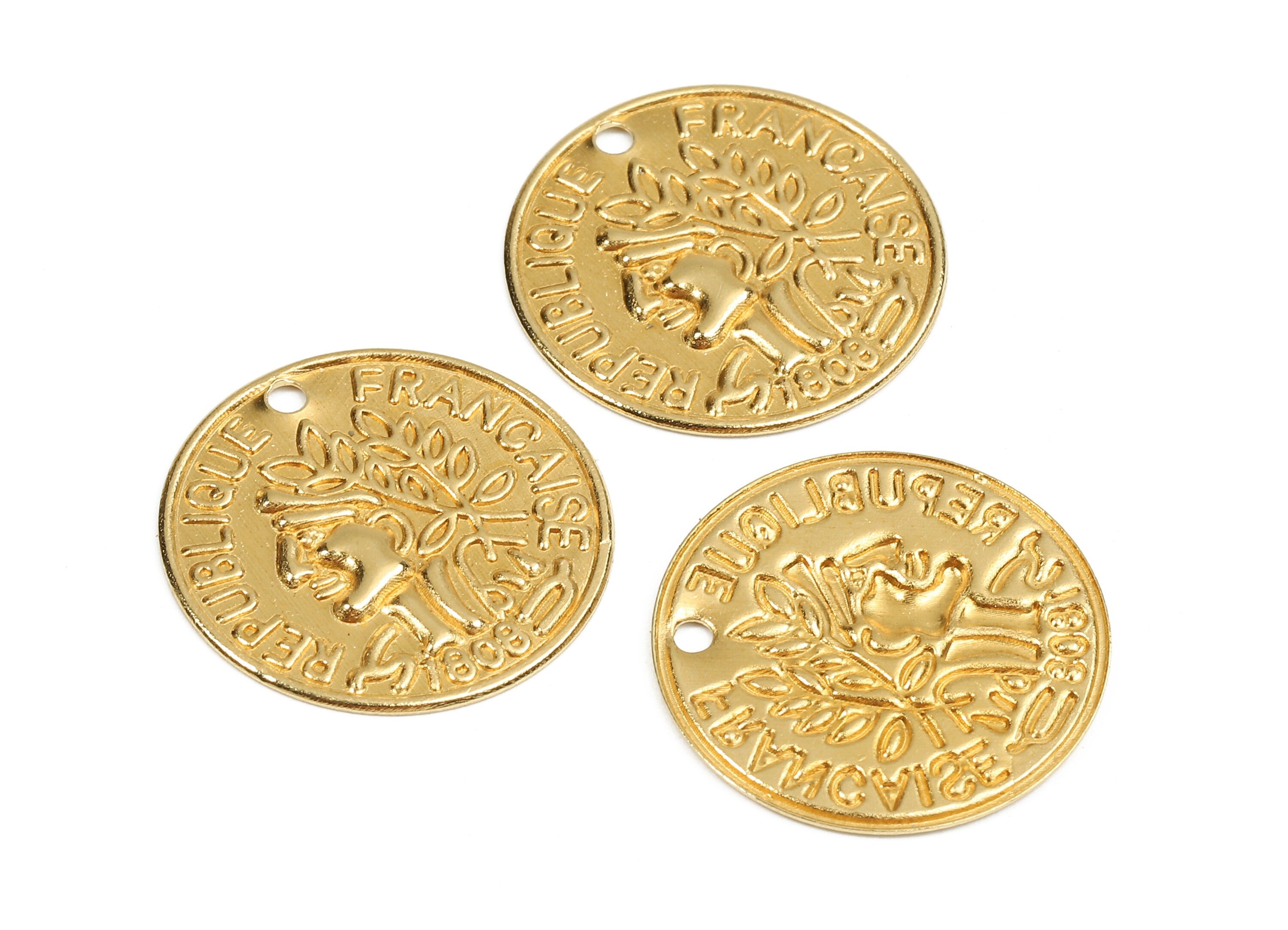 Brass Coin Charms - Raw Brass Coin Earrings and Pendant - Brass Round Necklace - Jewelry Supplies - 18.36x18.36x0.74mm - PP2551 - DOMEDBAZAAR