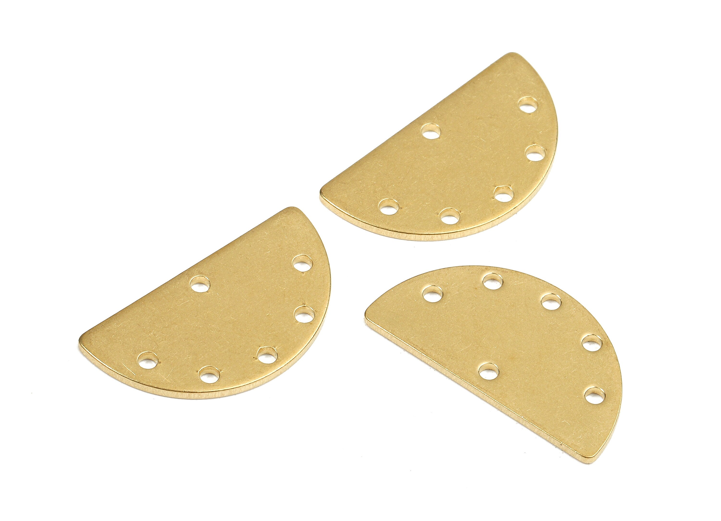 Brass Semicircle Connectors - Raw Brass Moon Connector Pendant - Connector Charms - 6 Holes - Jewelry Supplies - 21.98x11.4x1.02mm - PP2582 - DOMEDBAZAAR