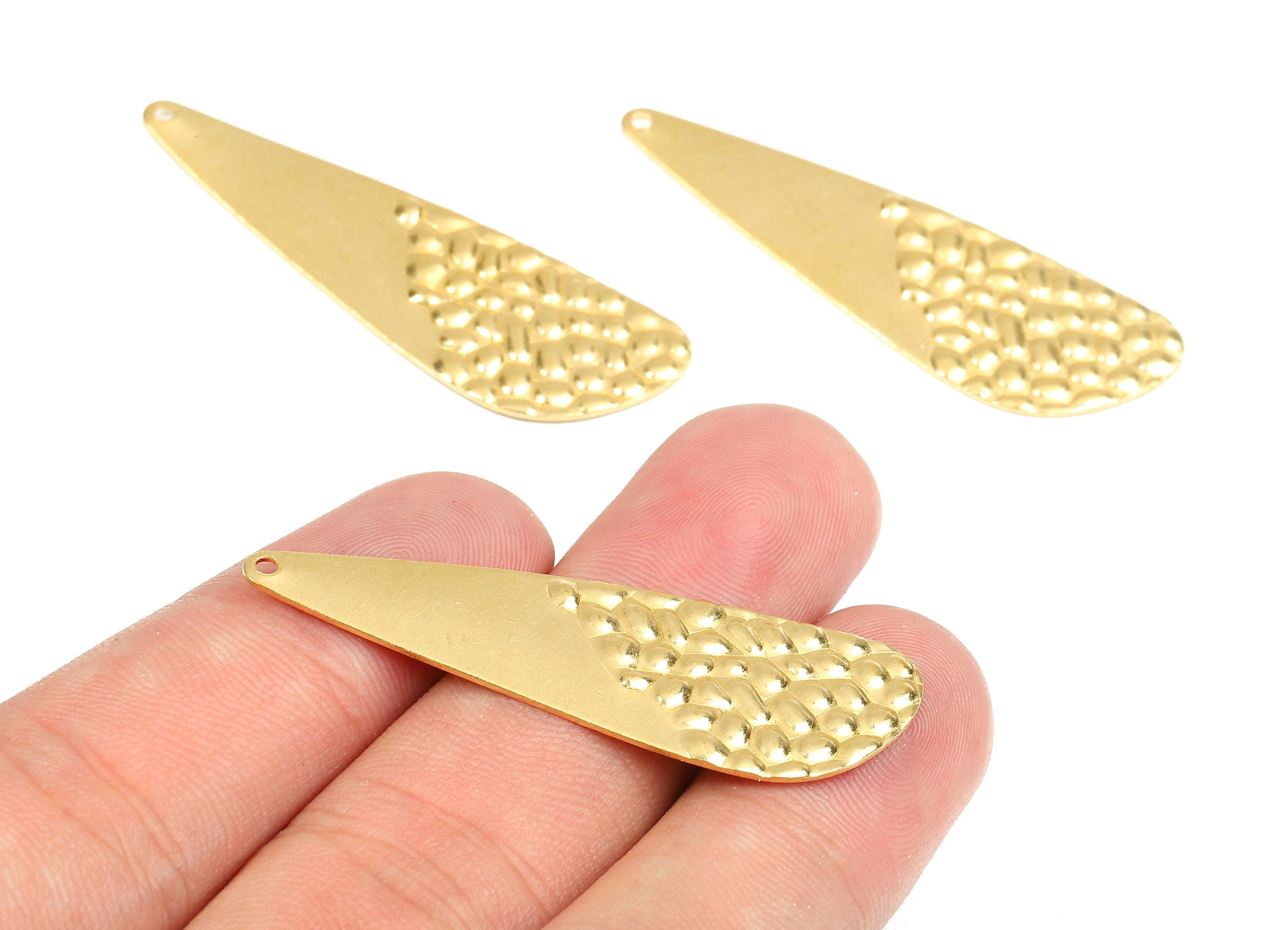 Brass Wavy Charms - Raw Brass Wavy Earrings and Pendant - Earring Findings - Jewelry Supplies - 46.56x14.86x1.1mm - PP2430 - DOMEDBAZAAR