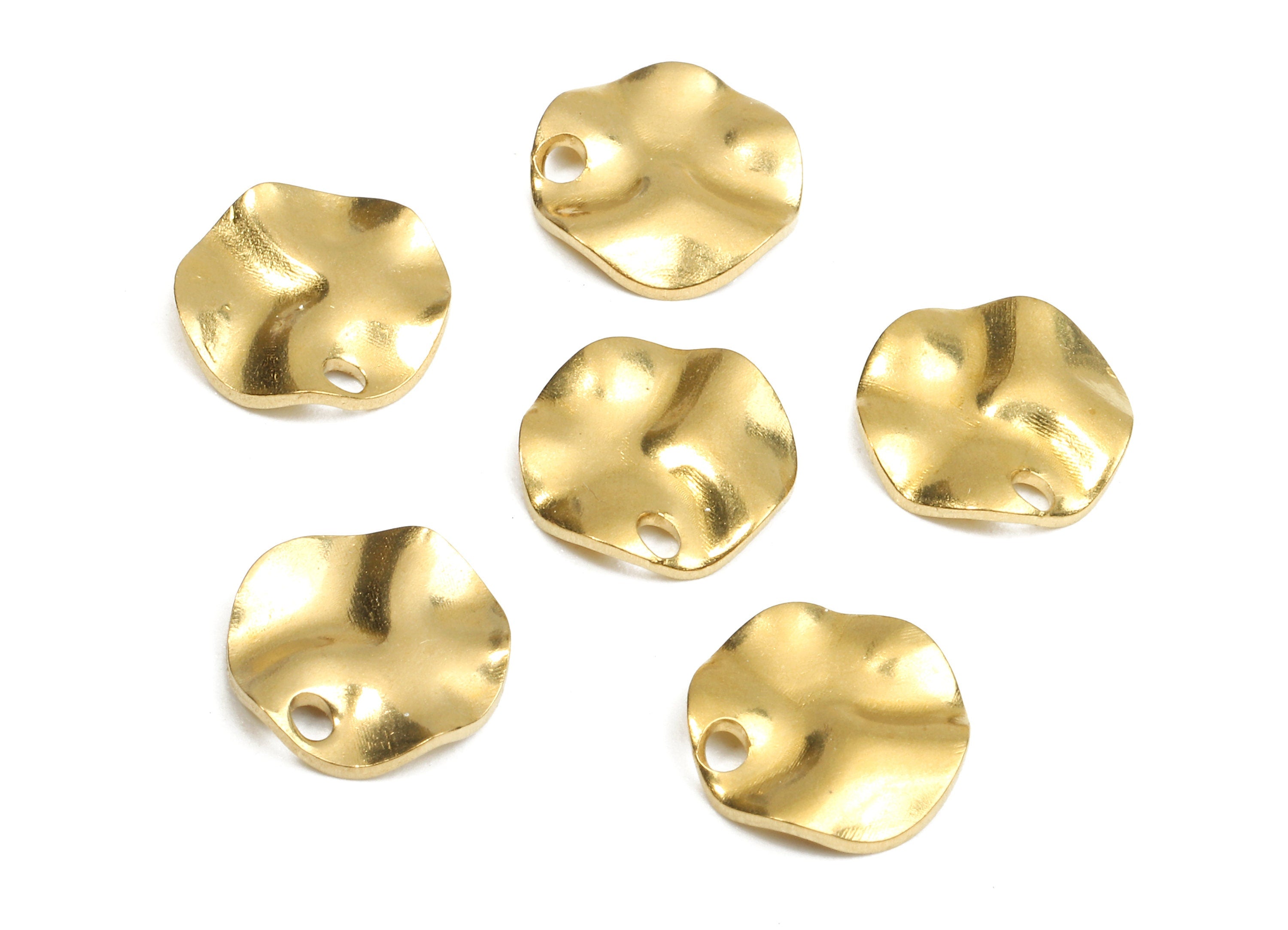 Brass Wavy Round Charms - Raw Brass Wavy Round Earrings and Pendant - Earring Findings - Jewelry Supplies - 6.03x6.01x1.12mm - PP2576 - DOMEDBAZAAR