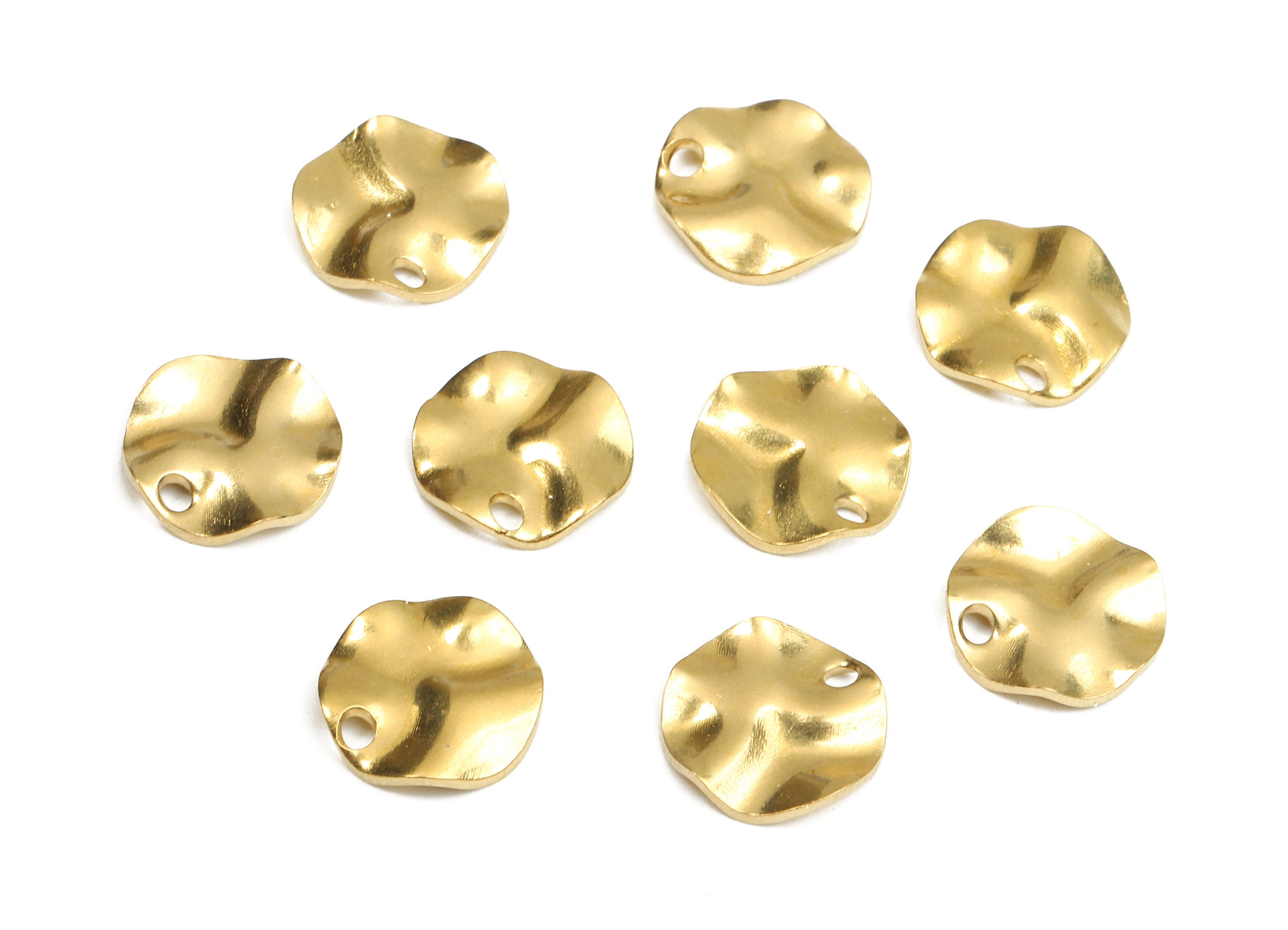 Brass Wavy Round Charms - Raw Brass Wavy Round Earrings and Pendant - Earring Findings - Jewelry Supplies - 6.03x6.01x1.12mm - PP2576 - DOMEDBAZAAR
