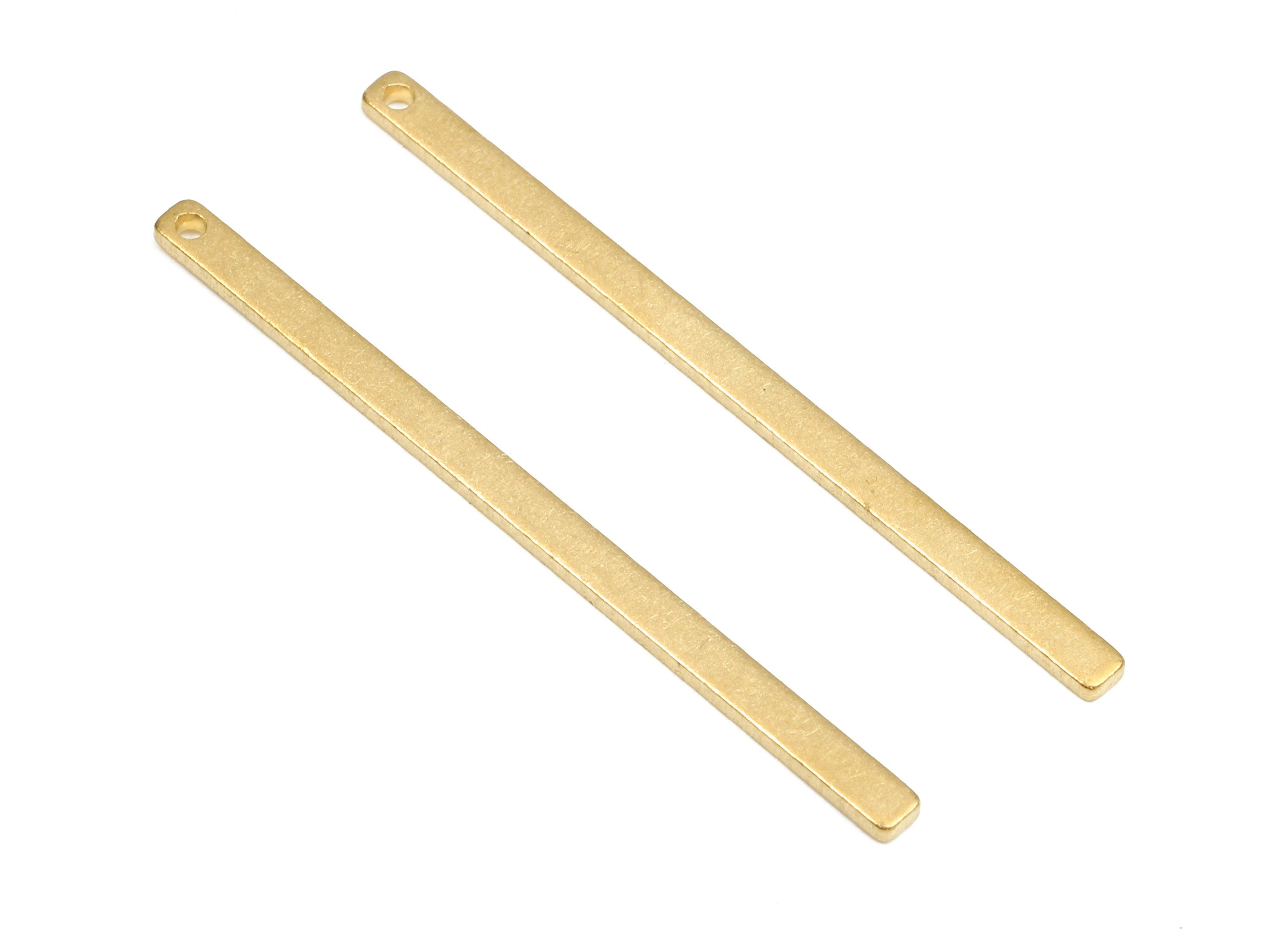 Brass Bar Charms - Raw Brass Strip Earrings and Pendant - Brass Bar Necklace - Jewelry Supplies - 46.65x3.45x1.59mm - PP2615 - DOMEDBAZAAR
