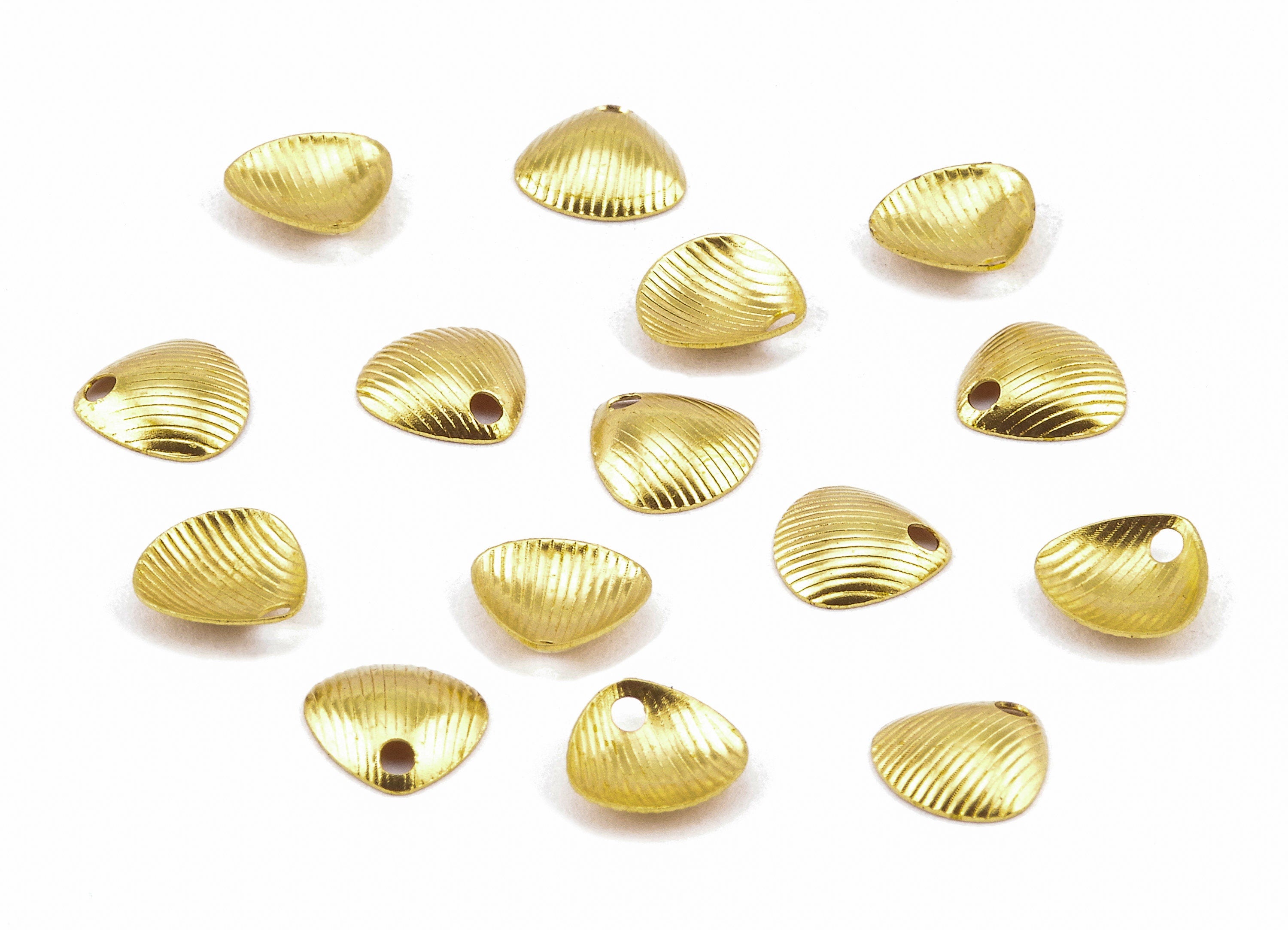 Brass Shell Charms - Raw Brass Shell Earrings and Pendant - Earring Findings - Jewelry Supplies - 7.18x7.04x0.42mm - PP2242 - DOMEDBAZAAR