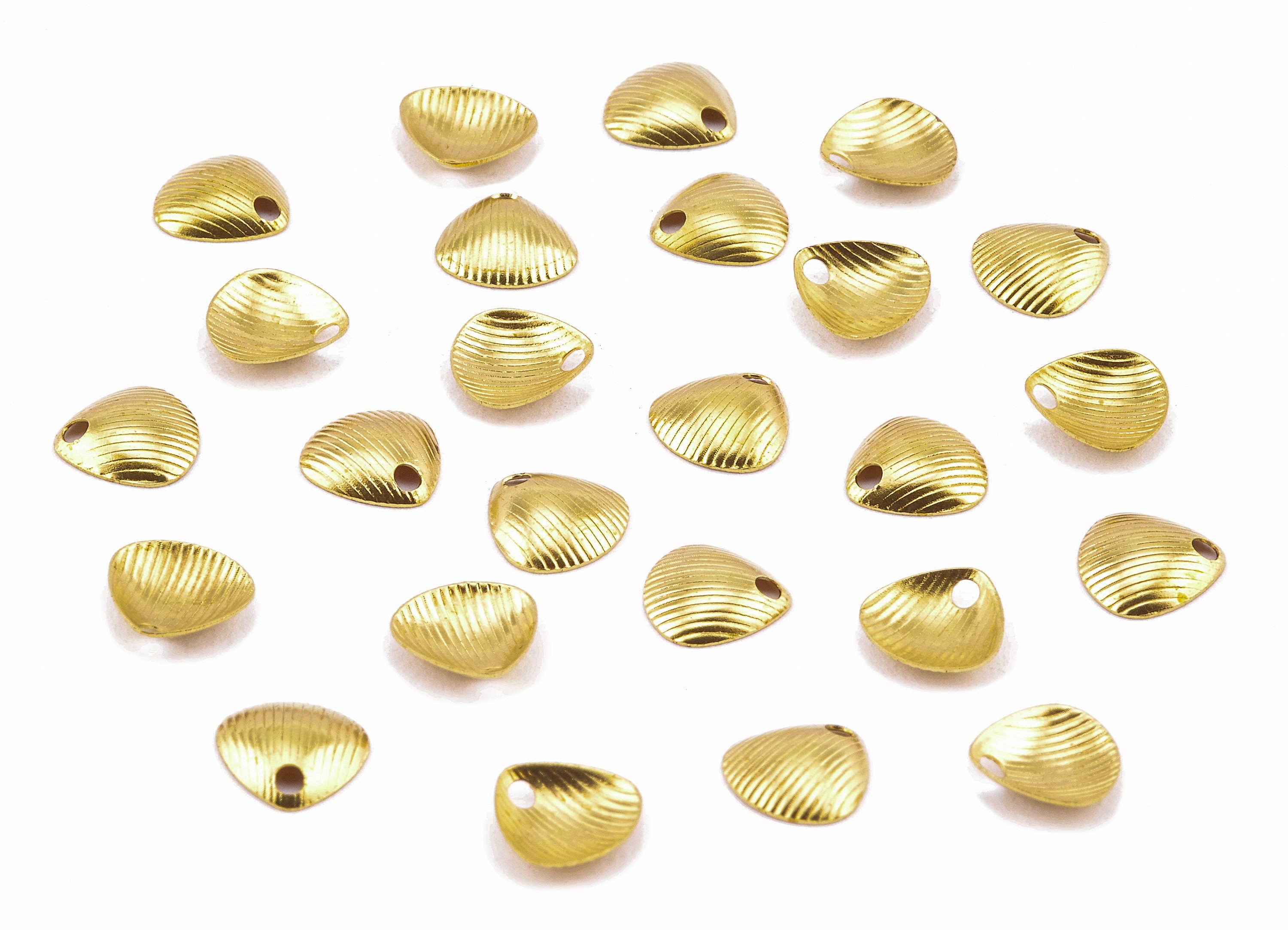 Brass Shell Charms - Raw Brass Shell Earrings and Pendant - Earring Findings - Jewelry Supplies - 7.18x7.04x0.42mm - PP2242 - DOMEDBAZAAR