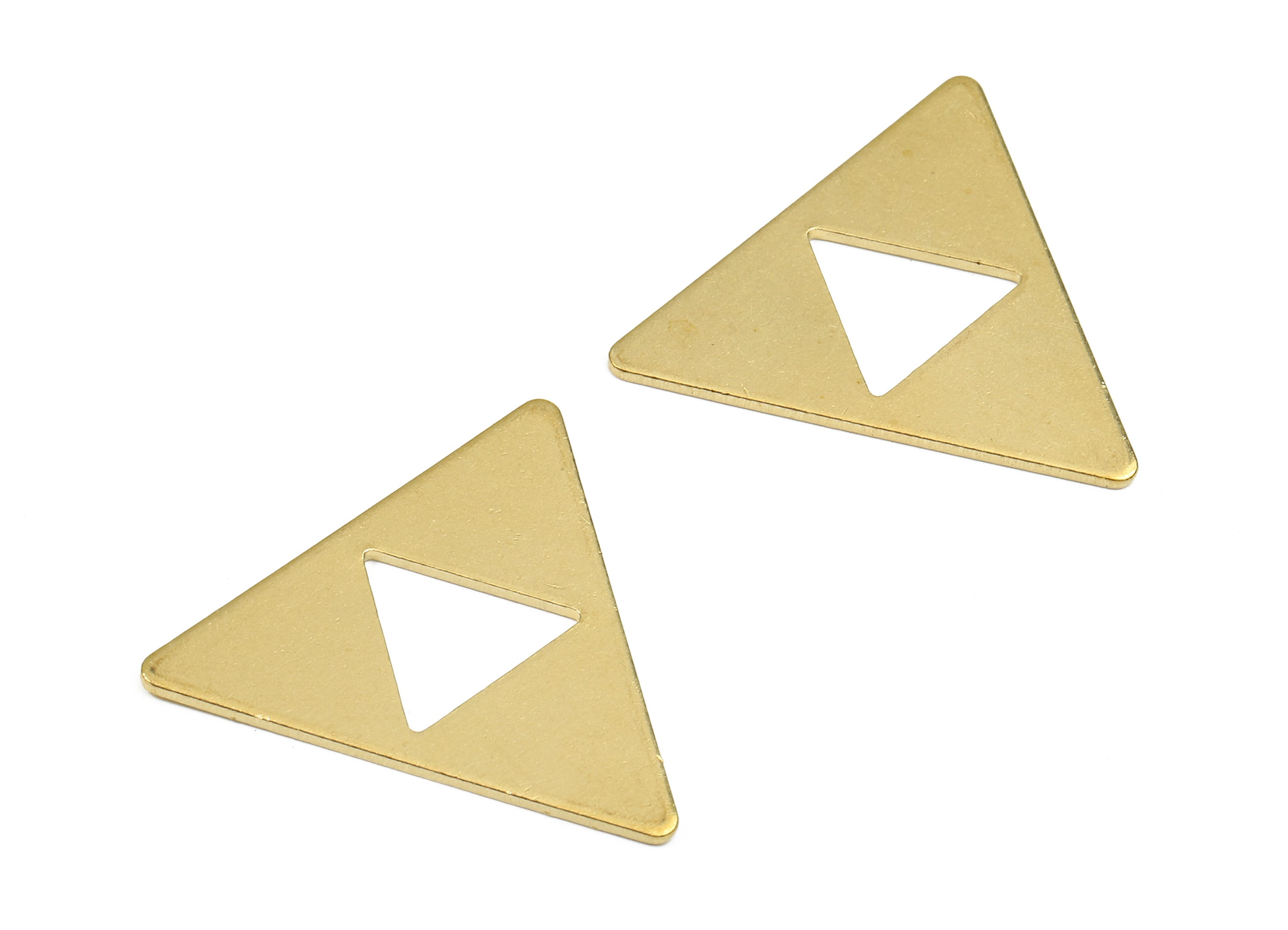 Brass Triangle Charms - Raw Brass Triangle Earrings and Pendant - Brass Triangle Necklace - Jewelry Supplies - 27.22x27.22x1.13mm - PP2623 - DOMEDBAZAAR