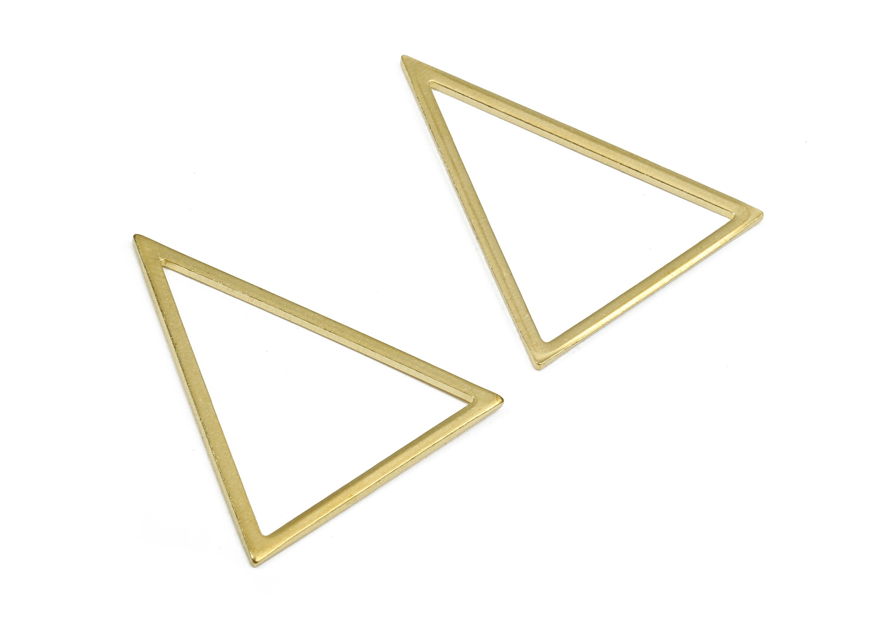 Brass Triangle Ring Charms - Raw Brass Triangle Earrings and Pendant - Brass Triangle Connectors - 31.66x26.98x0.95mm - PP2702 - DOMEDBAZAAR