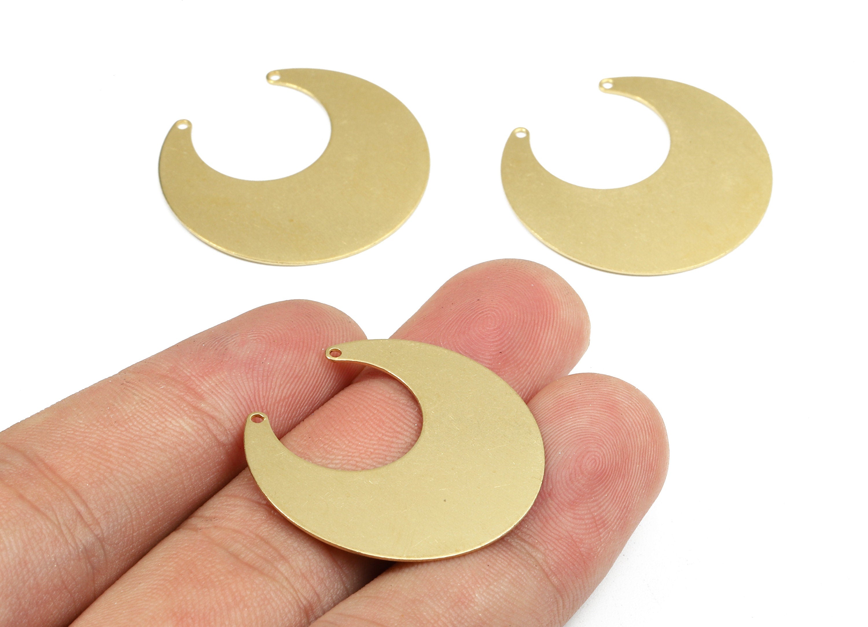 Personalized stamping blank - Brass Moon Connectors - Raw Brass Moon Pendant and Necklace  - 30.03x13.62x0.79mm - PP2482 - DOMEDBAZAAR