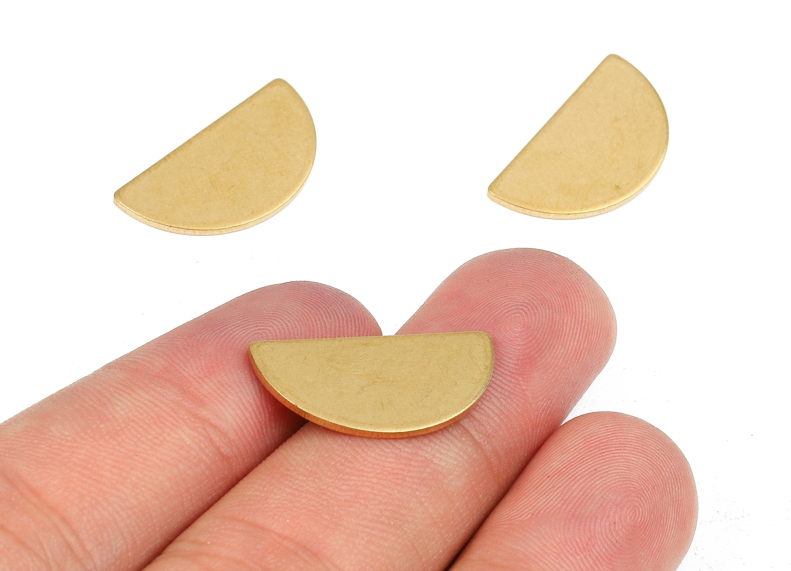 Brass Semicircle Blank - Raw Brass Semicircle Blank - Brass Semicircle Tag - Brass Stamping Tag - 21.96x11.9x1.05mm - PP2584 - DOMEDBAZAAR