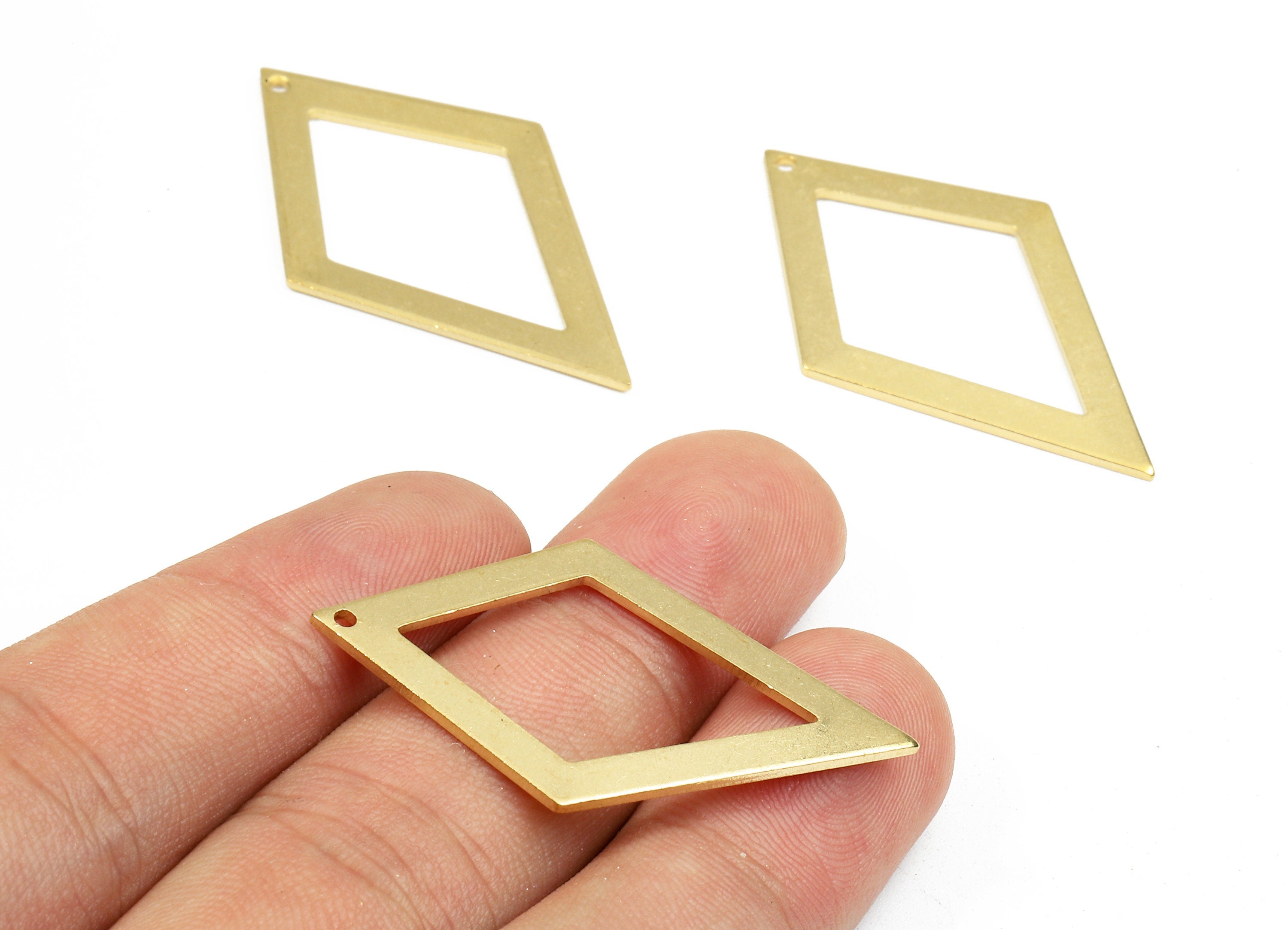 Brass Diamond Charms - Raw Brass Diamond Earrings and Pendant - Brass Diamond Necklace - Jewelry Supplies - 41.48x24.68x1.12mm - PP2377 - DOMEDBAZAAR