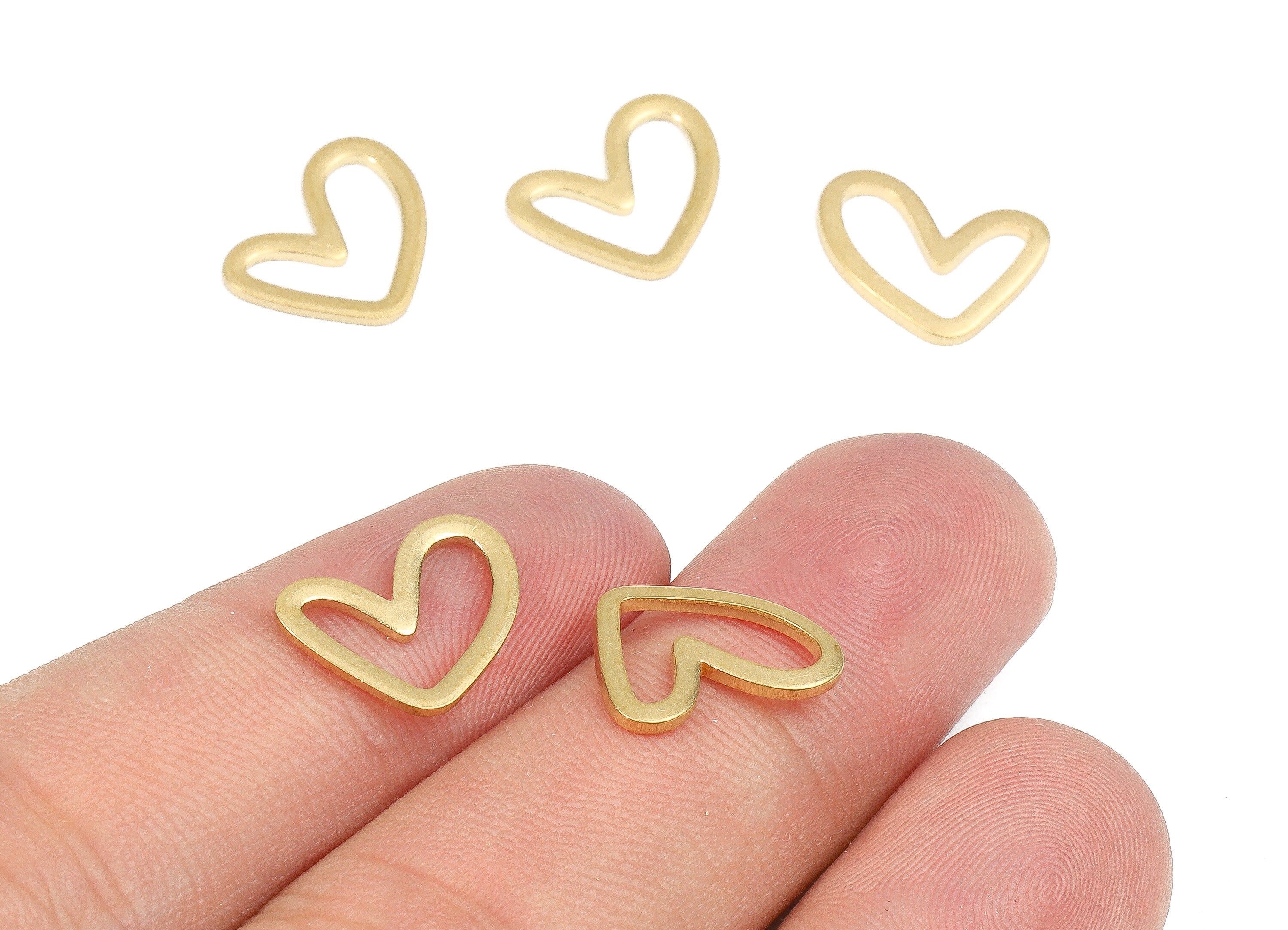 Brass Heart Rins Charms - Raw Brass Heart Connector - Brass Connector Pendant - Jewelry Supplies - 13.6x10.53x1.82mm - PP2547 - DOMEDBAZAAR