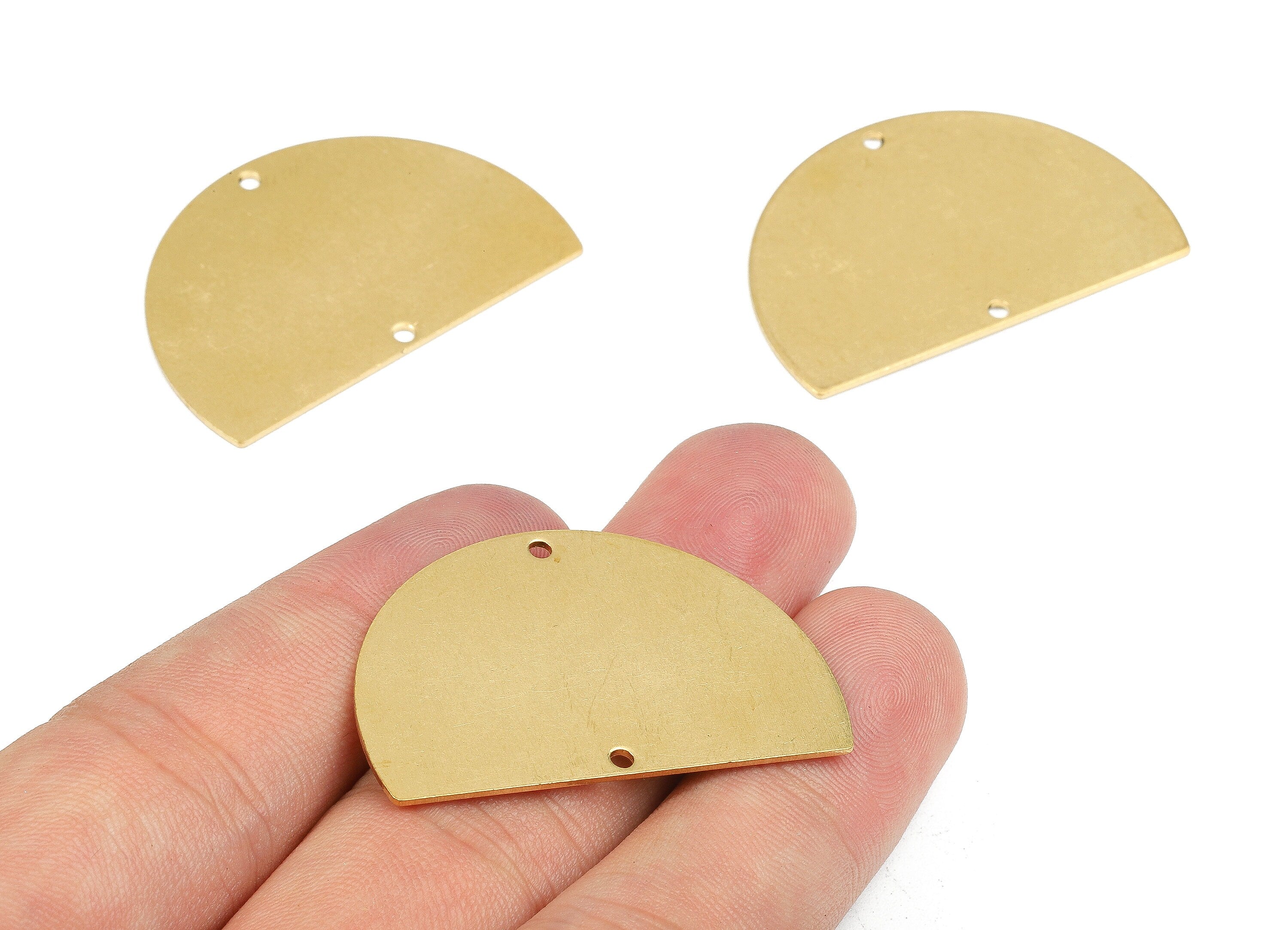 Personalized stamping blank - Brass Semicircle Connectors - Raw Brass Semicircle Connector Pendant - 38.04x25.1x0.79mm - PP2388 - DOMEDBAZAAR