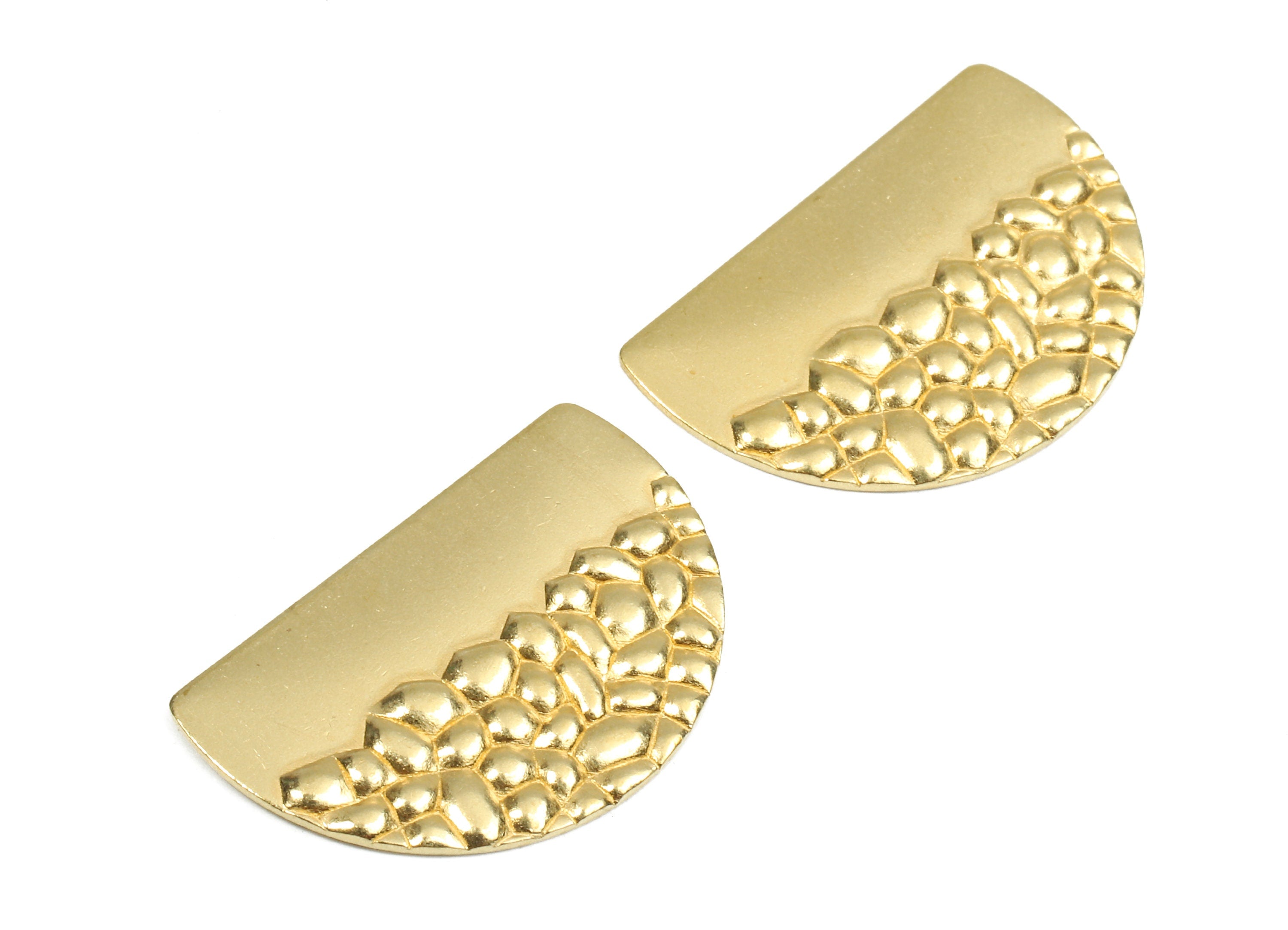 Brass Semicircle Wavy Blank - Raw Brass Wavy Semicircle Blank - Brass Semicircle Tag - Brass Stamping Tag - 26.65x17.74x1.61mm - PP2426 - DOMEDBAZAAR