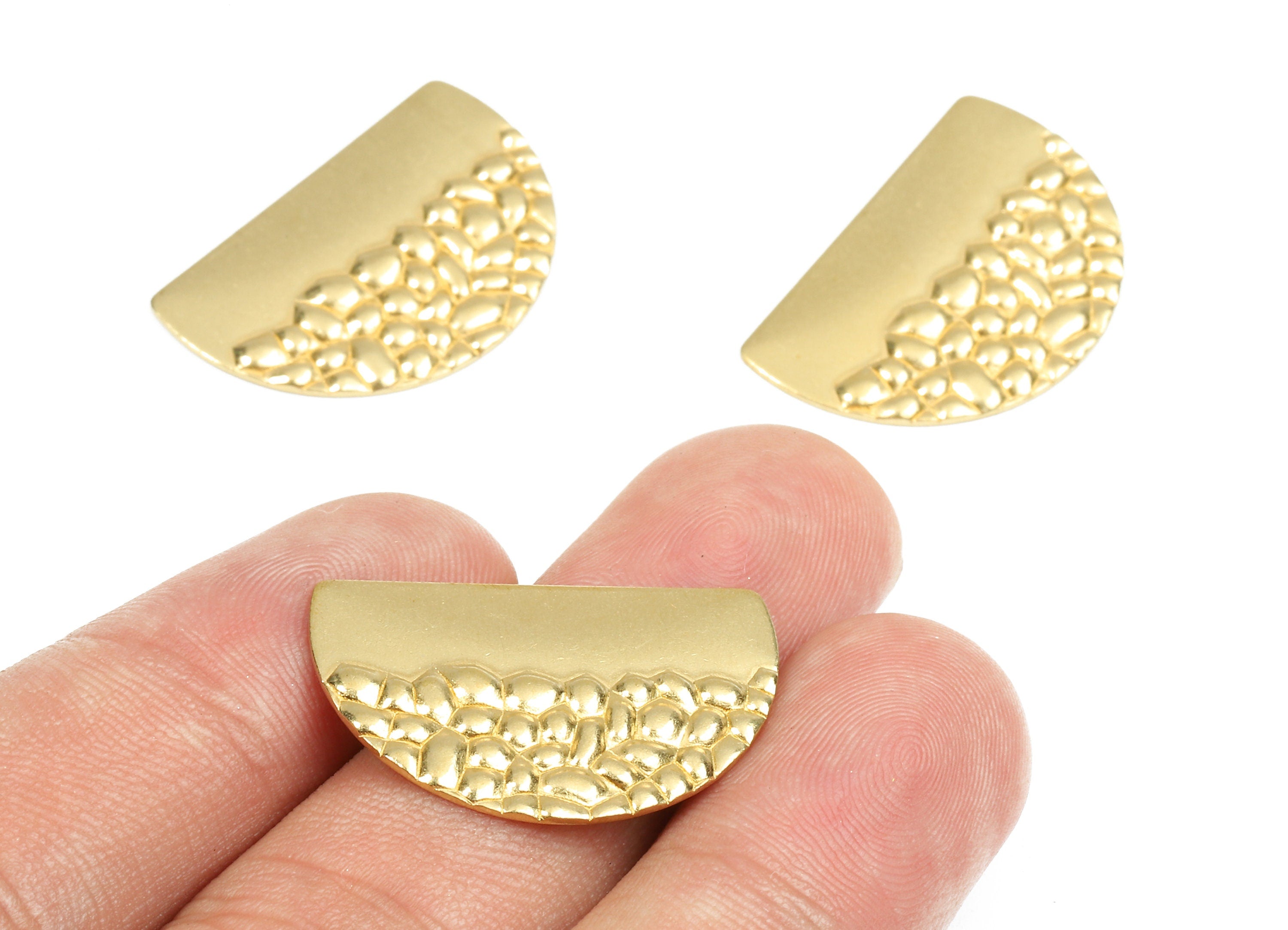 Brass Semicircle Wavy Blank - Raw Brass Wavy Semicircle Blank - Brass Semicircle Tag - Brass Stamping Tag - 26.65x17.74x1.61mm - PP2426 - DOMEDBAZAAR