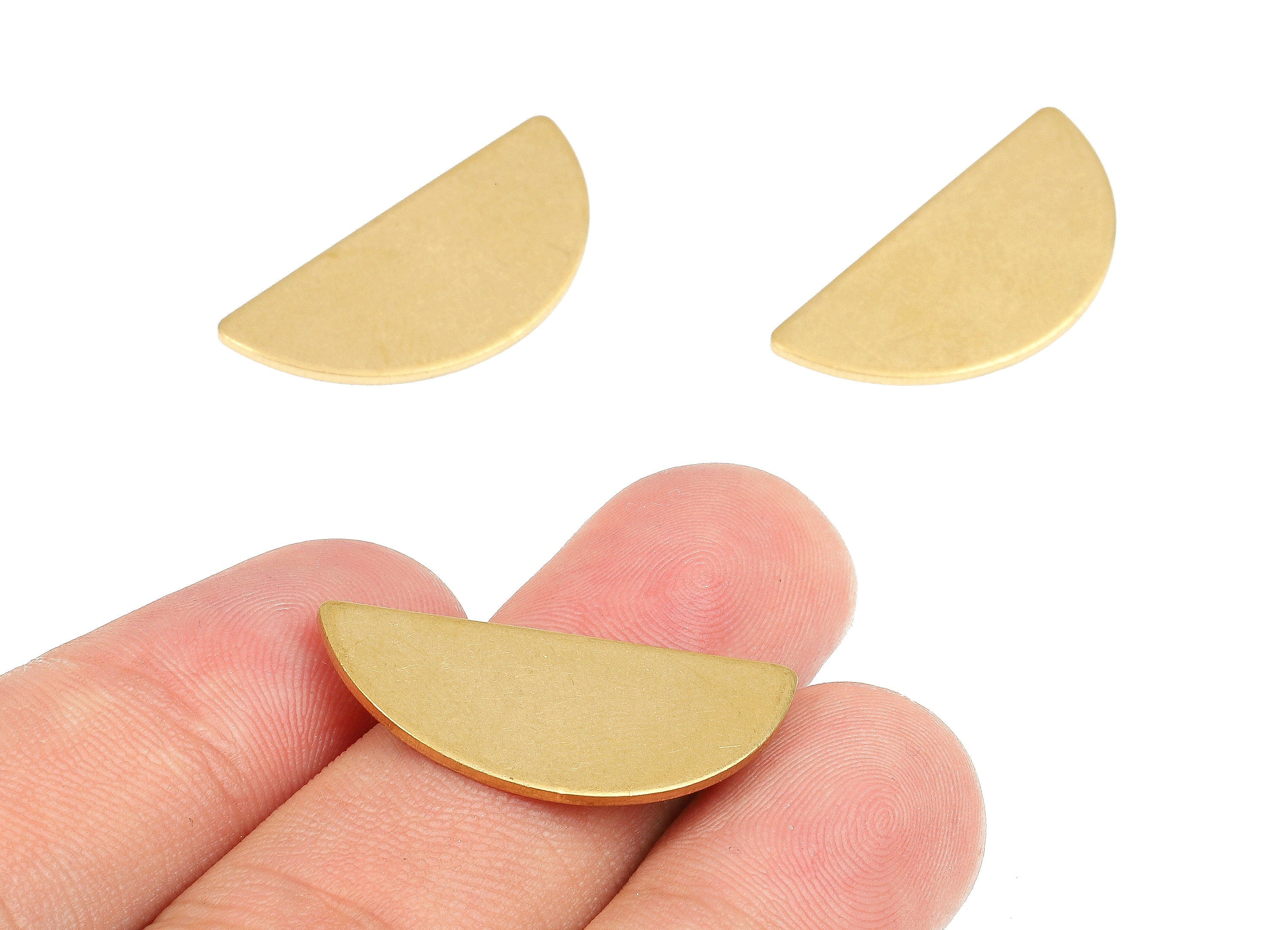 Brass Semicircle Blank - Raw Brass Semicircle Blank - Brass Semicircle Tag - Brass Stamping Tag - 27.99x13.61x1.12mm - PP2438 - DOMEDBAZAAR