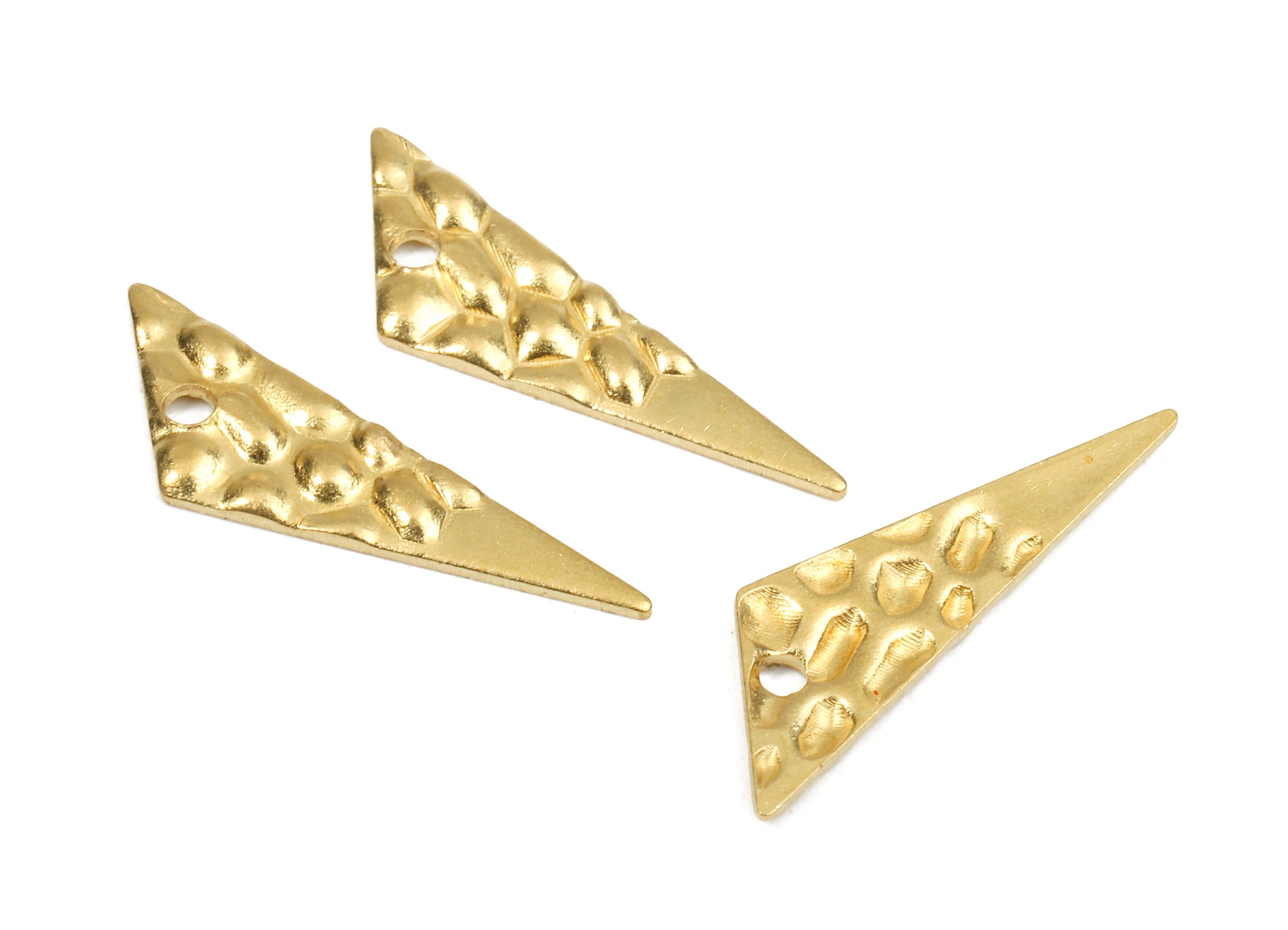 Brass Triangle Charms - Raw Brass Wavy Triangle Earrings and Pendant - Brass Triangle Necklace - 19.41x5.79x1.15mm - PP2537 - DOMEDBAZAAR