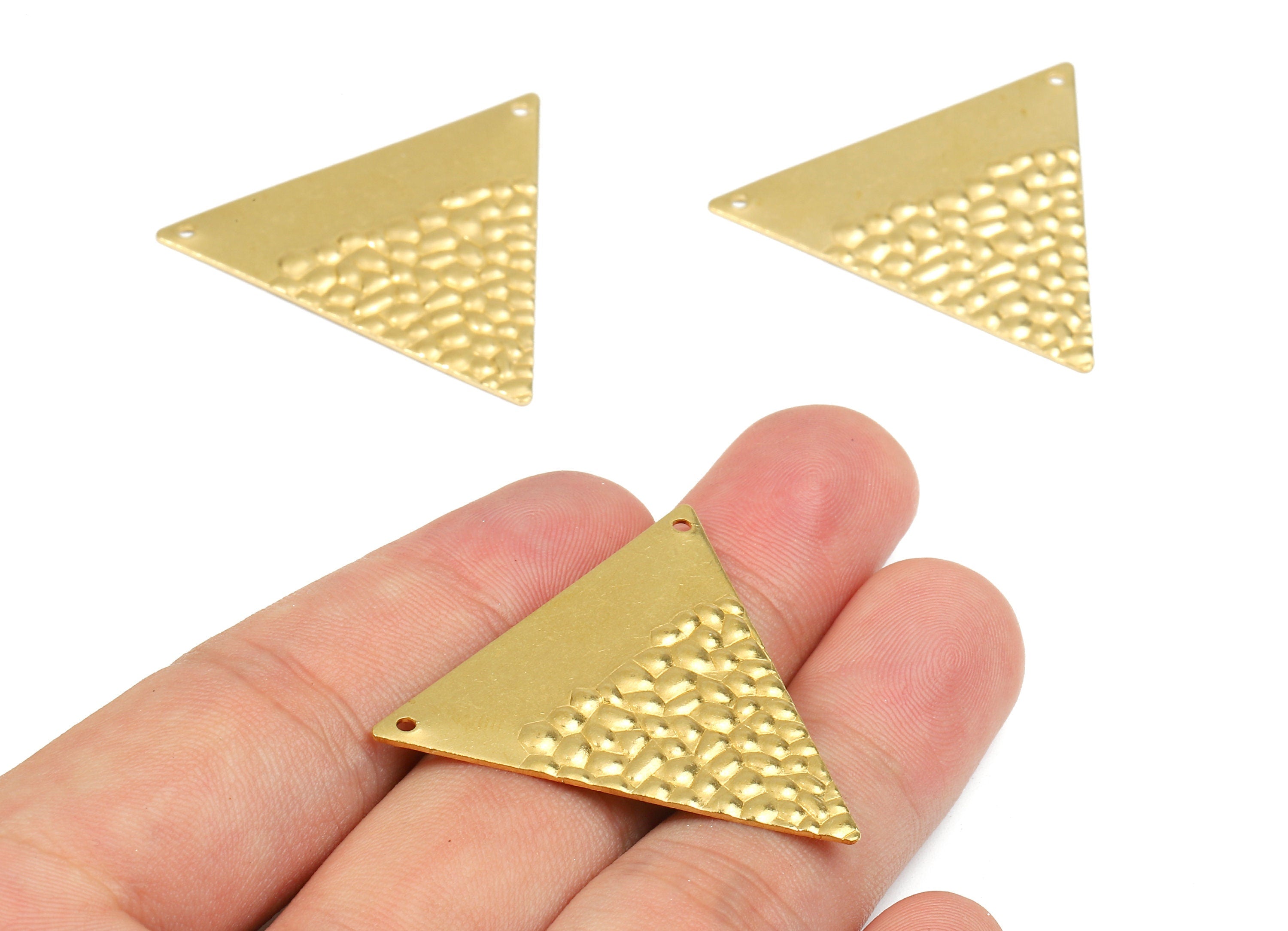 Brass Triangle Connectors - Raw Brass Wavy Triangle Connectors - Necklace Connectors - Jewelry Supplies - 38.77x38.77x0.73mm - PP2463 - DOMEDBAZAAR