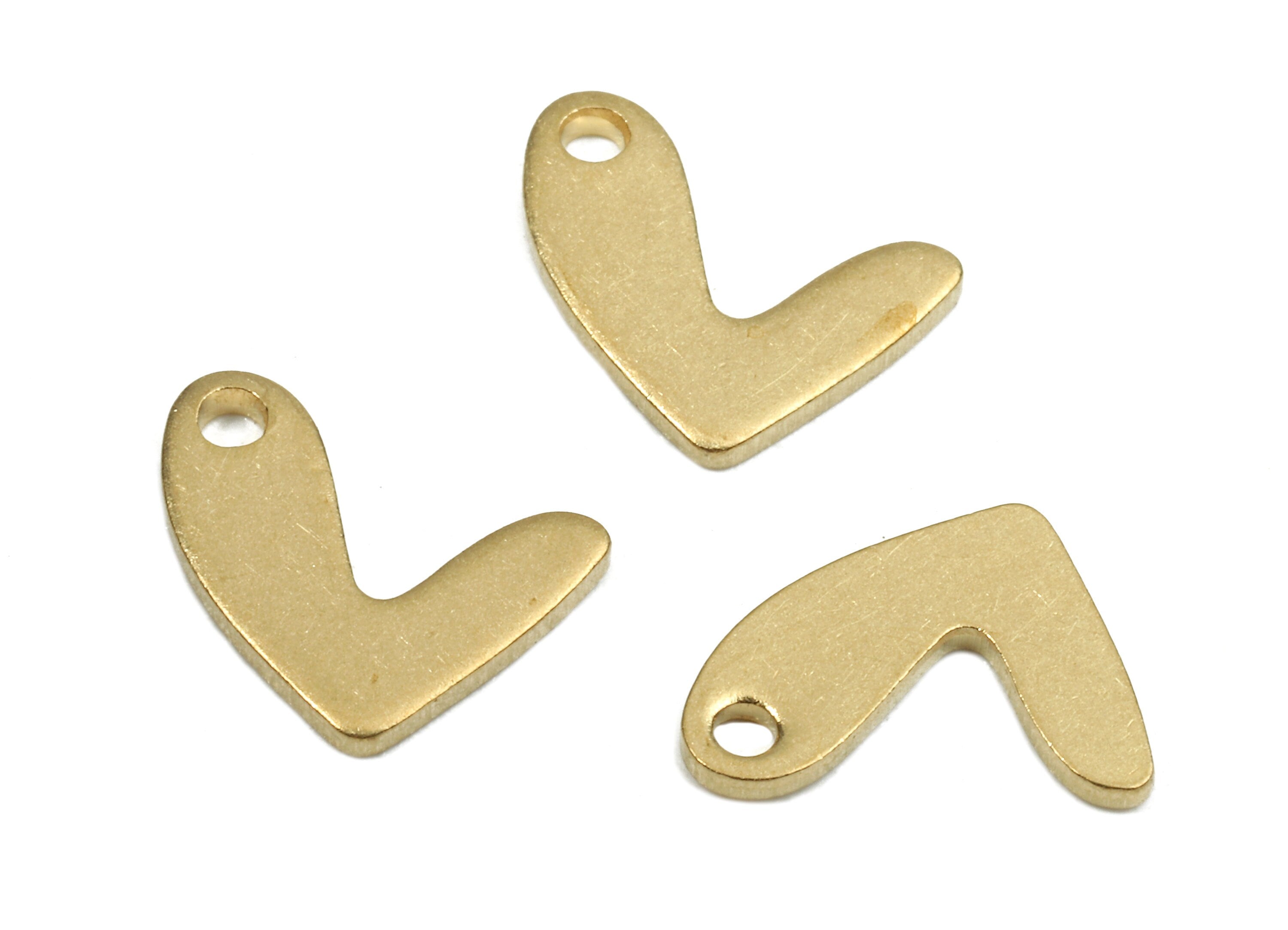 Brass V Charms - Raw Brass V Earrings and Pendant - Brass V Necklace - Jewelry Supplies - 7.93x10.91x1.08mm - PP2548 - DOMEDBAZAAR