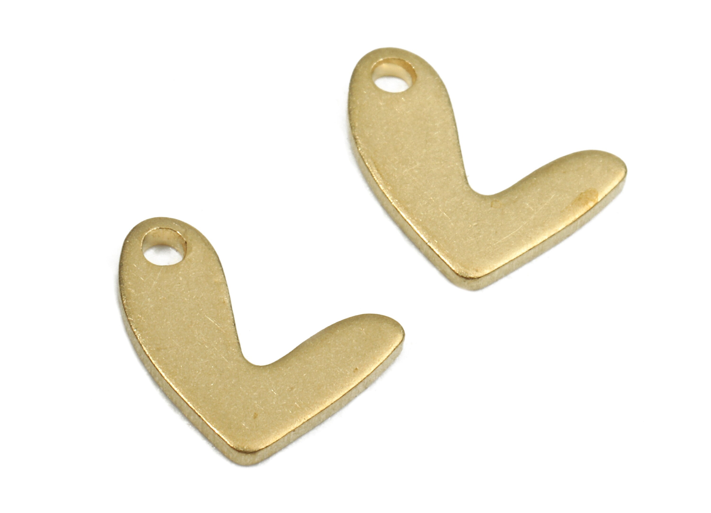 Brass V Charms - Raw Brass V Earrings and Pendant - Brass V Necklace - Jewelry Supplies - 7.93x10.91x1.08mm - PP2548 - DOMEDBAZAAR