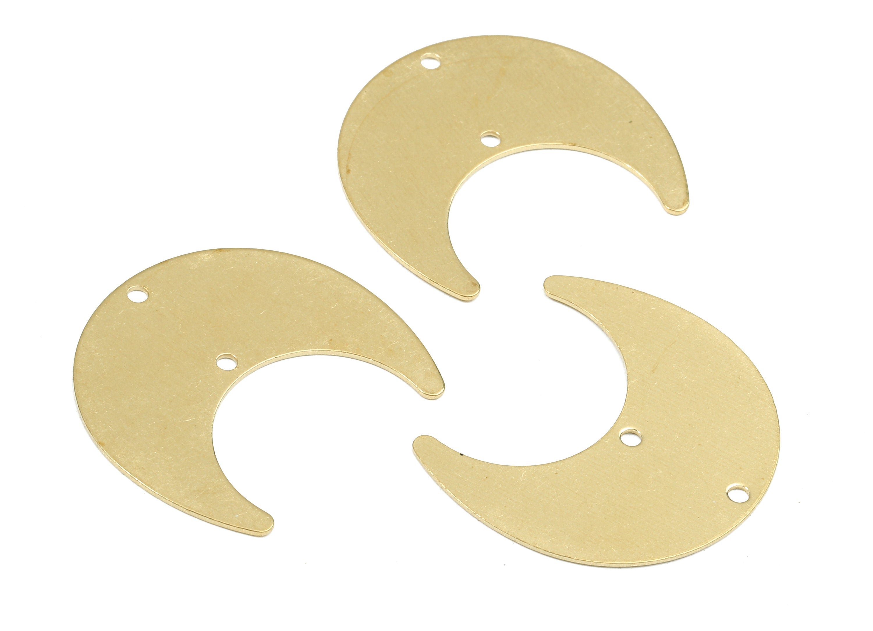 Brass Moon Connectors - Raw Brass Moon Pendant & Necklace - Brass Connector Charms - 2 Holes - Jewelry Supplies - 25.06x23.02x0.8mm - PP2657 - DOMEDBAZAAR
