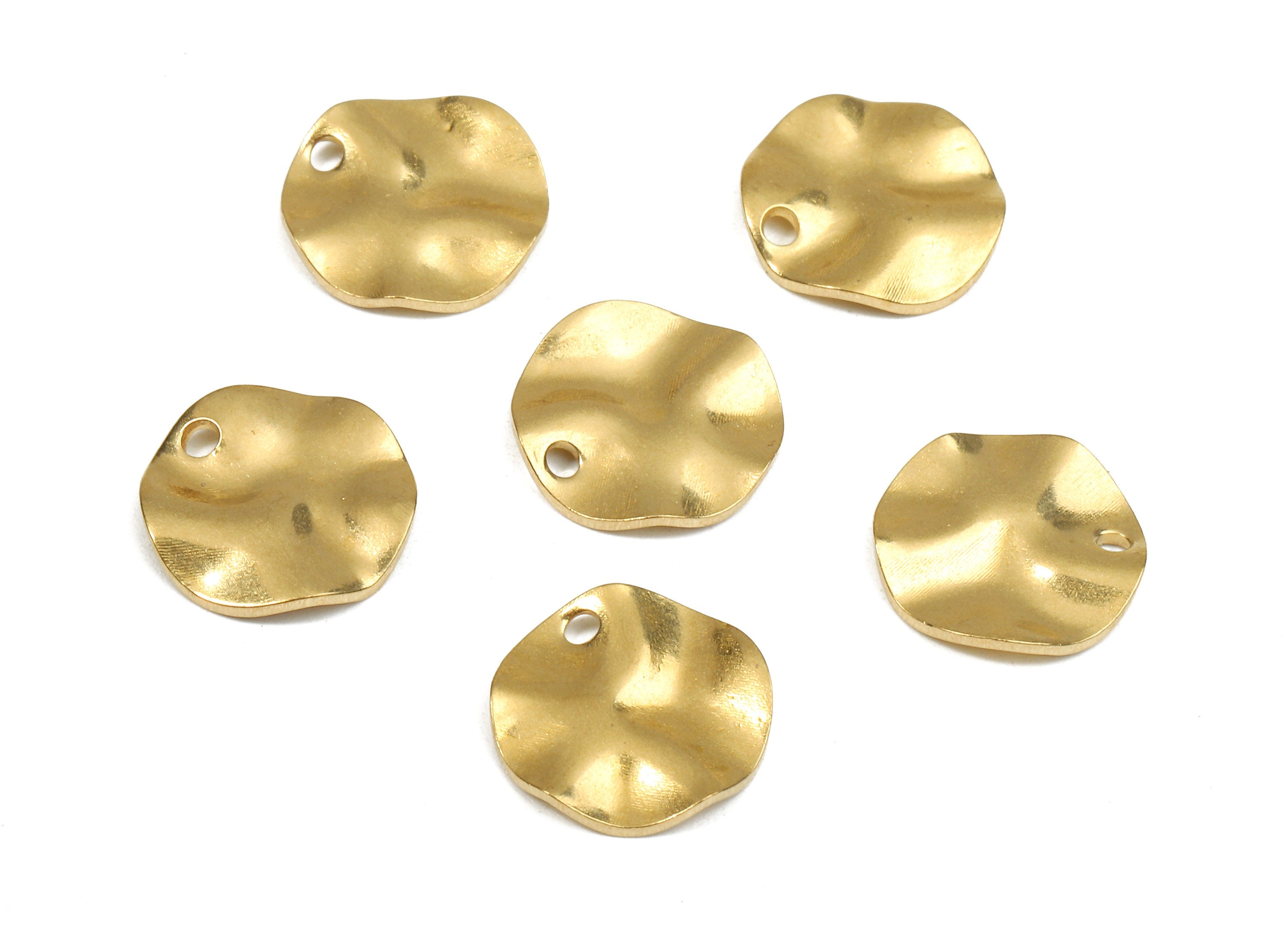 Brass Wavy Round Charms - Raw Brass Wavy Round Earrings and Pendant - Earring Findings - Jewelry Supplies - 12.15x12.06x0.86mm - PP2573 - DOMEDBAZAAR
