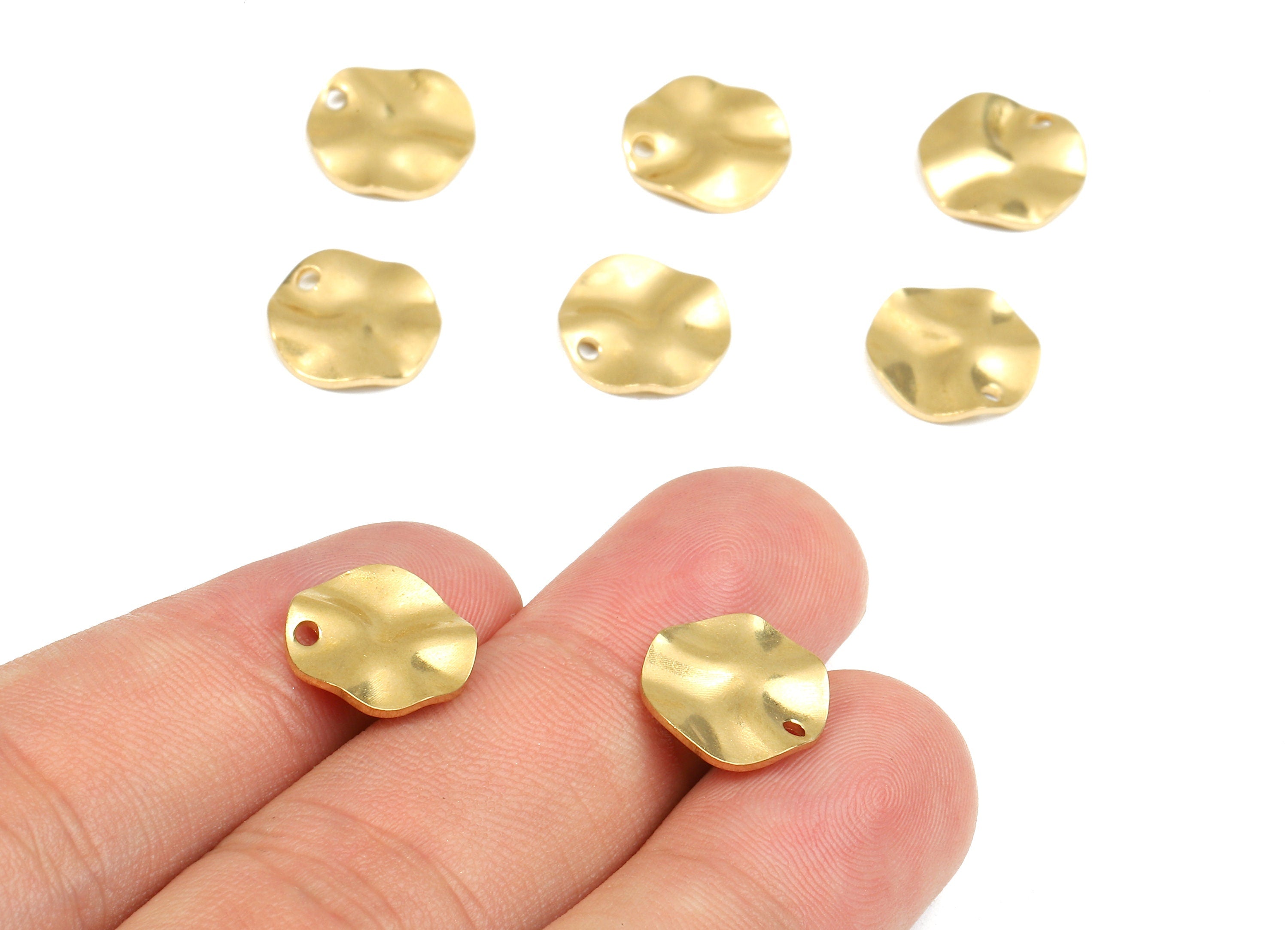 Brass Wavy Round Charms - Raw Brass Wavy Round Earrings and Pendant - Earring Findings - Jewelry Supplies - 12.15x12.06x0.86mm - PP2573 - DOMEDBAZAAR
