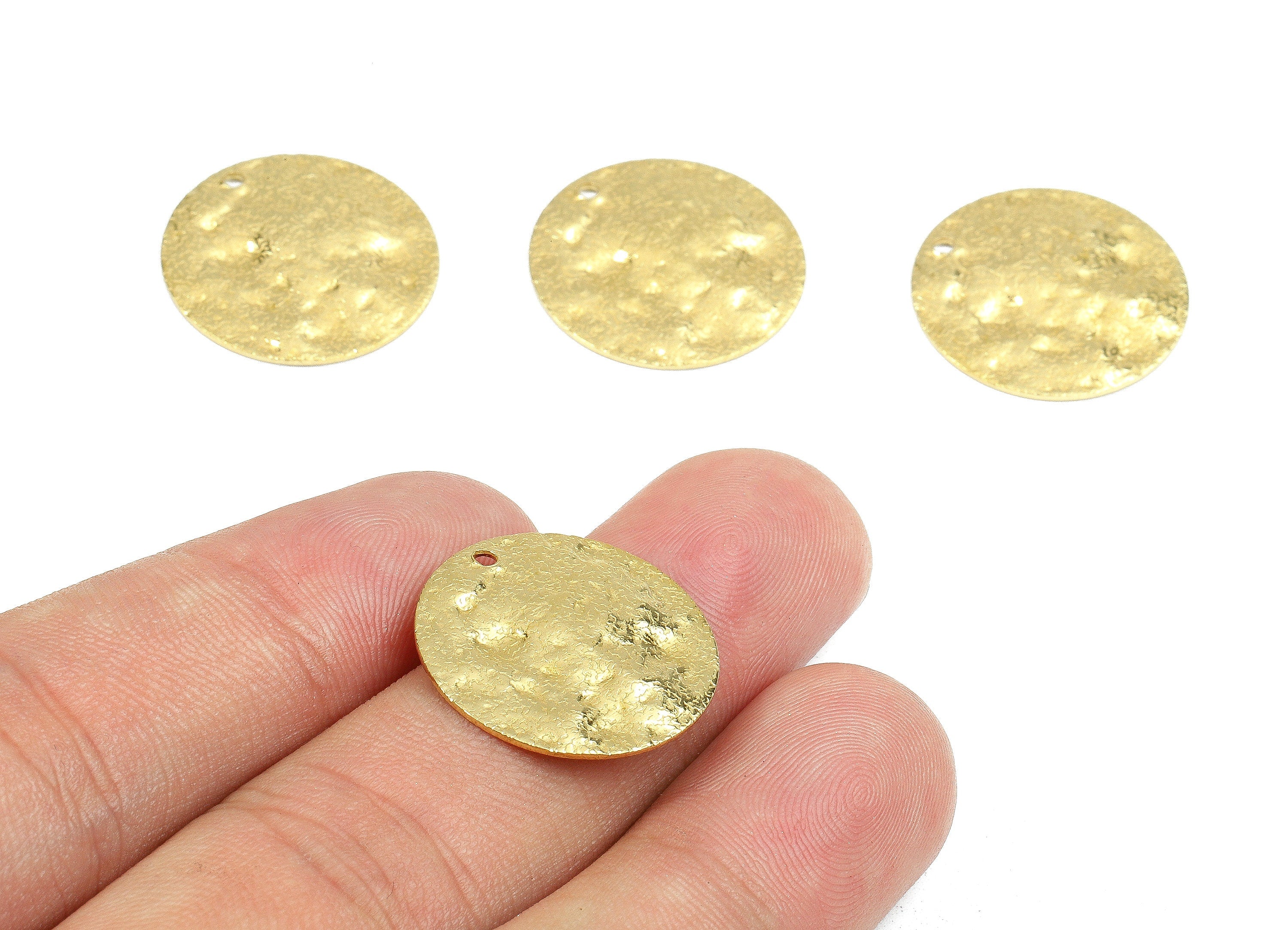 Brass Wavy Round Charms - Raw Brass Wavy Round Earrings and Pendant - Earring Findings - Jewelry Supplies - 20.23x20.23x0.91mm - PP2586 - DOMEDBAZAAR