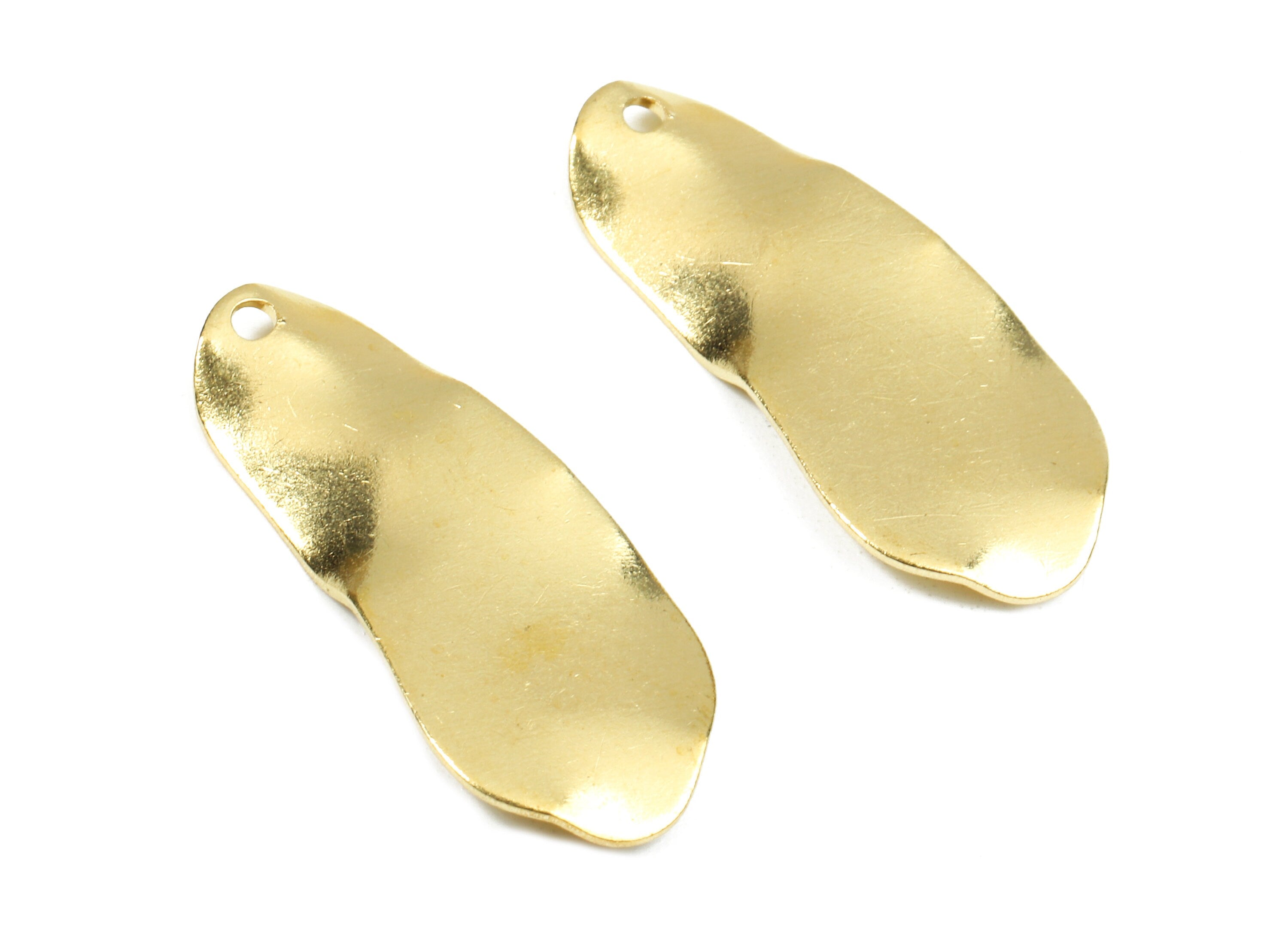 Brass Wavy Charms - Raw Brass Wavy Earrings and Pendant - Earring Findings - Jewelry Supplies - 25.65x11.13x0.64mm - PP2456 - DOMEDBAZAAR