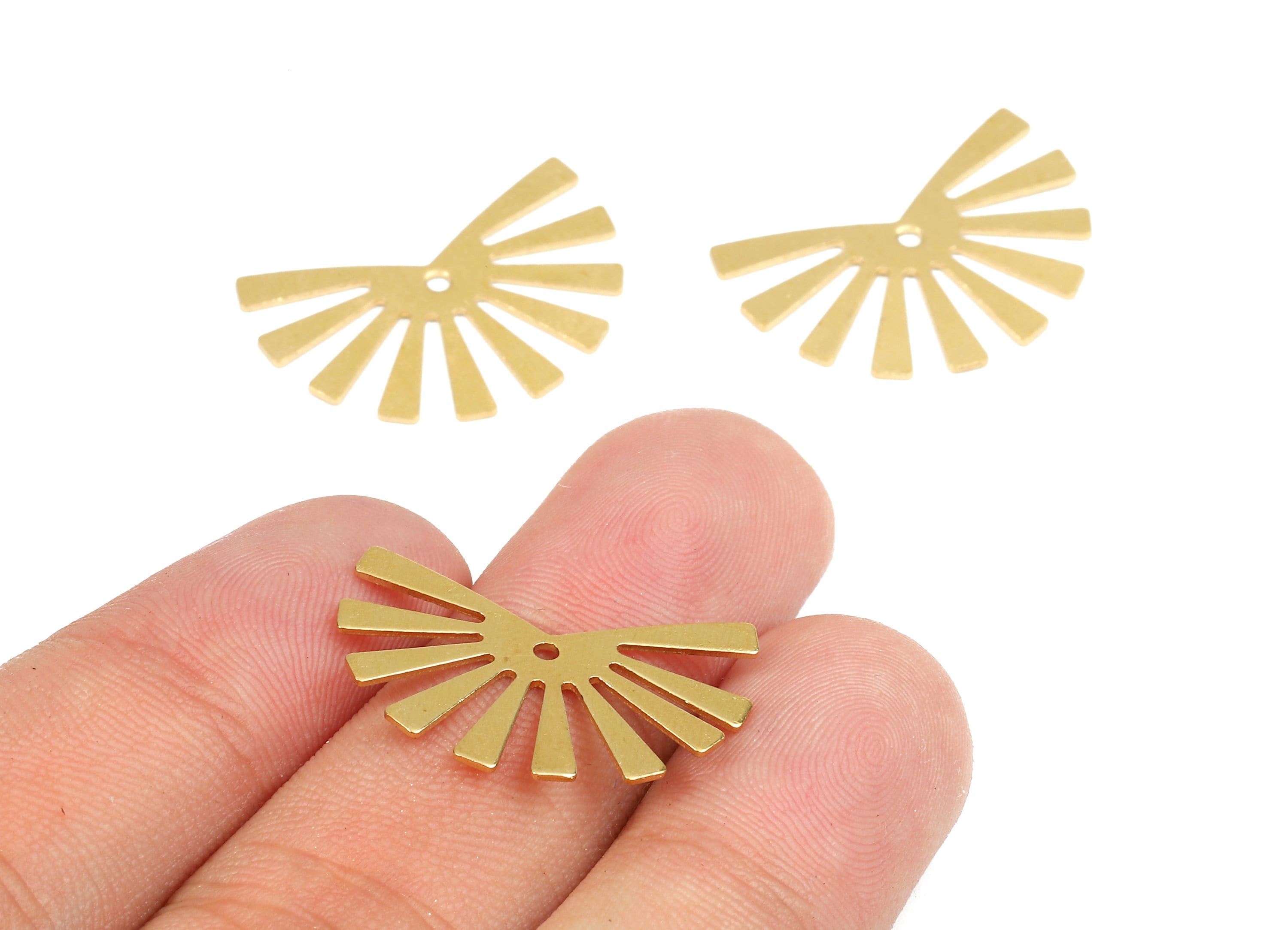 Brass Sun Charms - Raw Brass Sun Earrings and Pendant - Brass Sun Necklace - Jewellery Supplies - 24.83x13.57x0.72mm - PP2510 - DOMEDBAZAAR