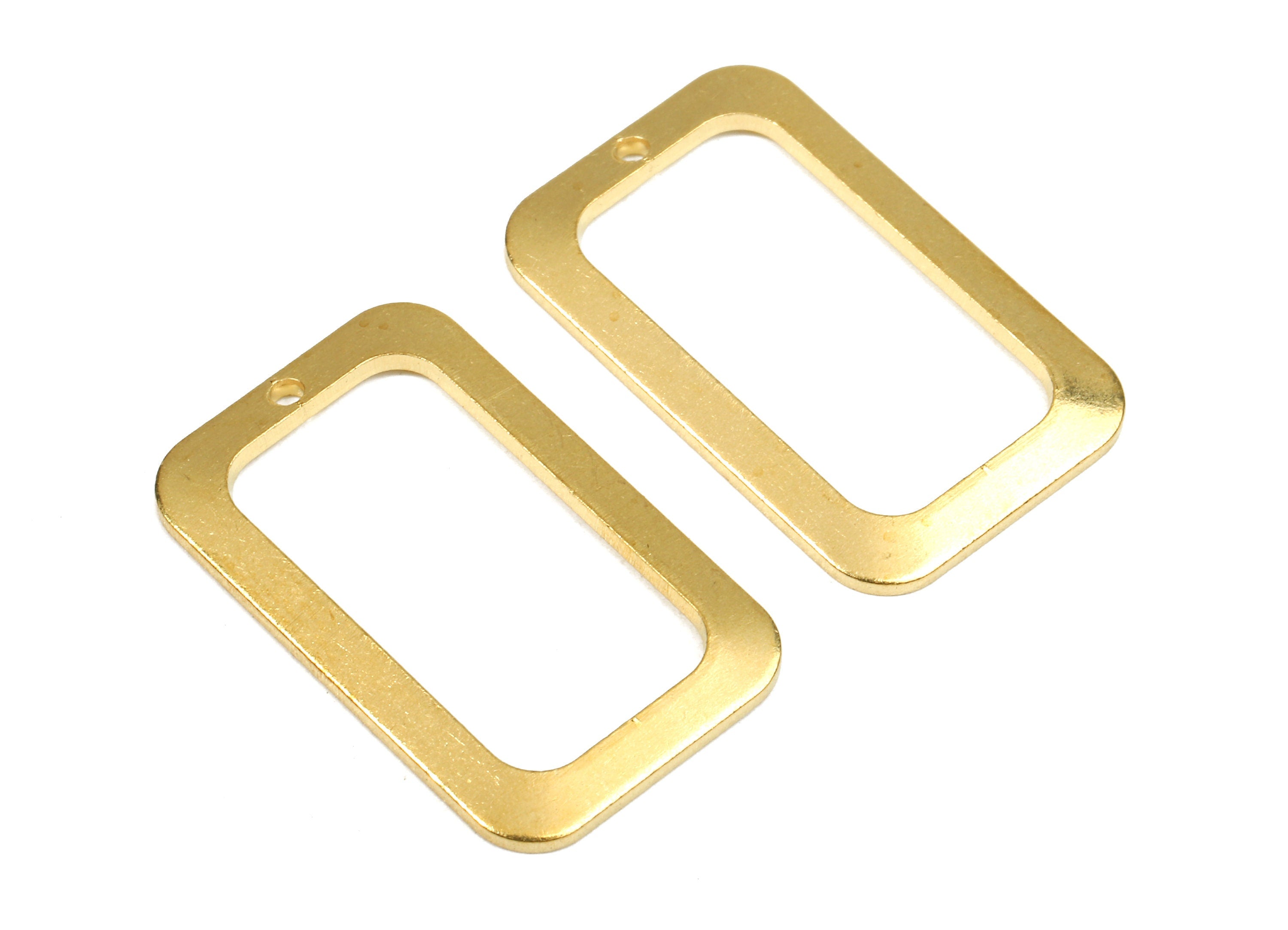 Brass Rectangle Charms - Raw Brass Rectangle Earrings and Pendant - Earring Findings - Jewelry Supplies - 24.76x15.72x1.55mm - PP2618 - DOMEDBAZAAR