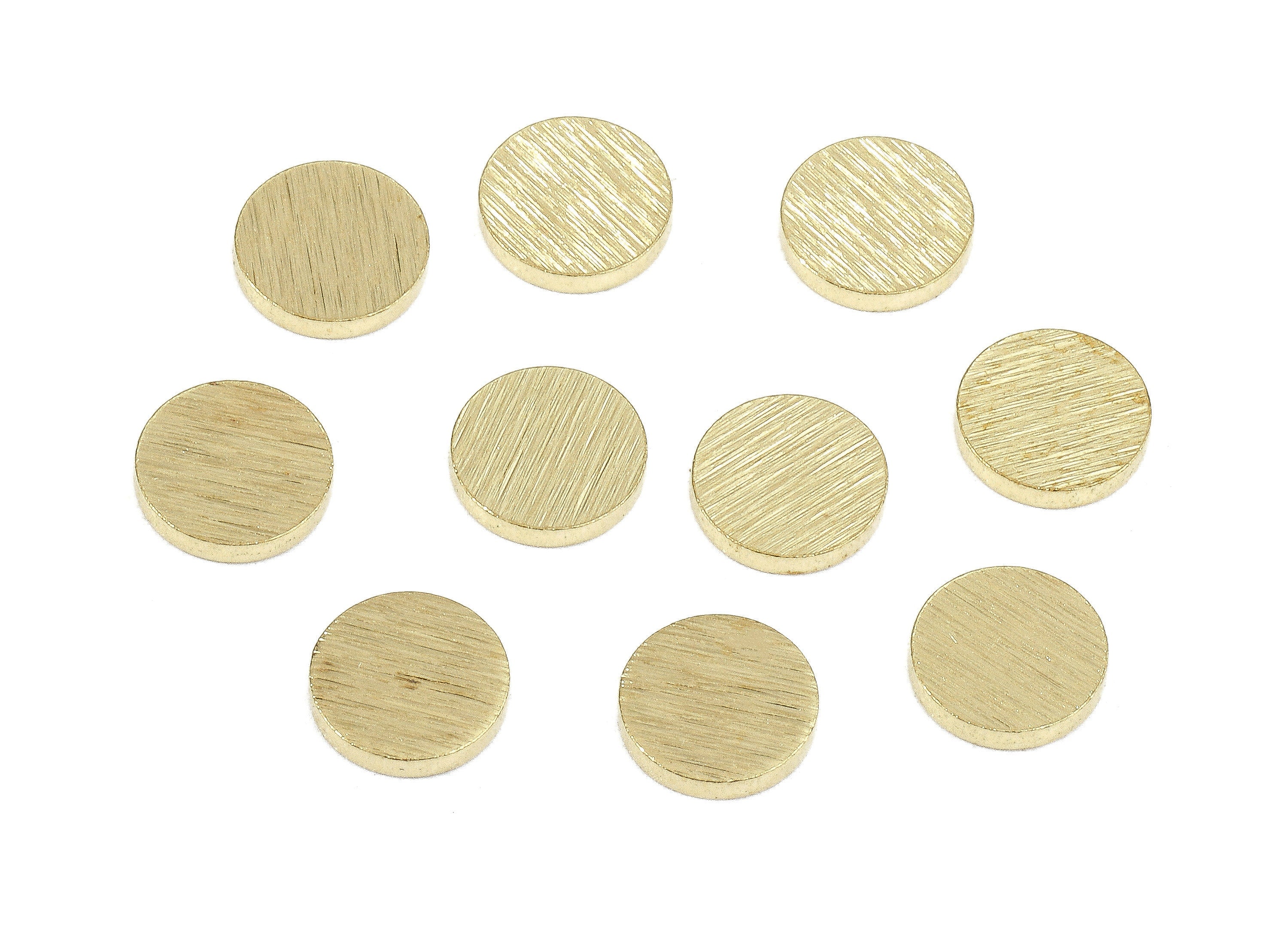 Brass Round Charms - Raw Brass Texture Round - Brass Round Tag - Brass Circle Tag - Brass Findings - 6.01x6.01x1.33mm - PP2686 - DOMEDBAZAAR
